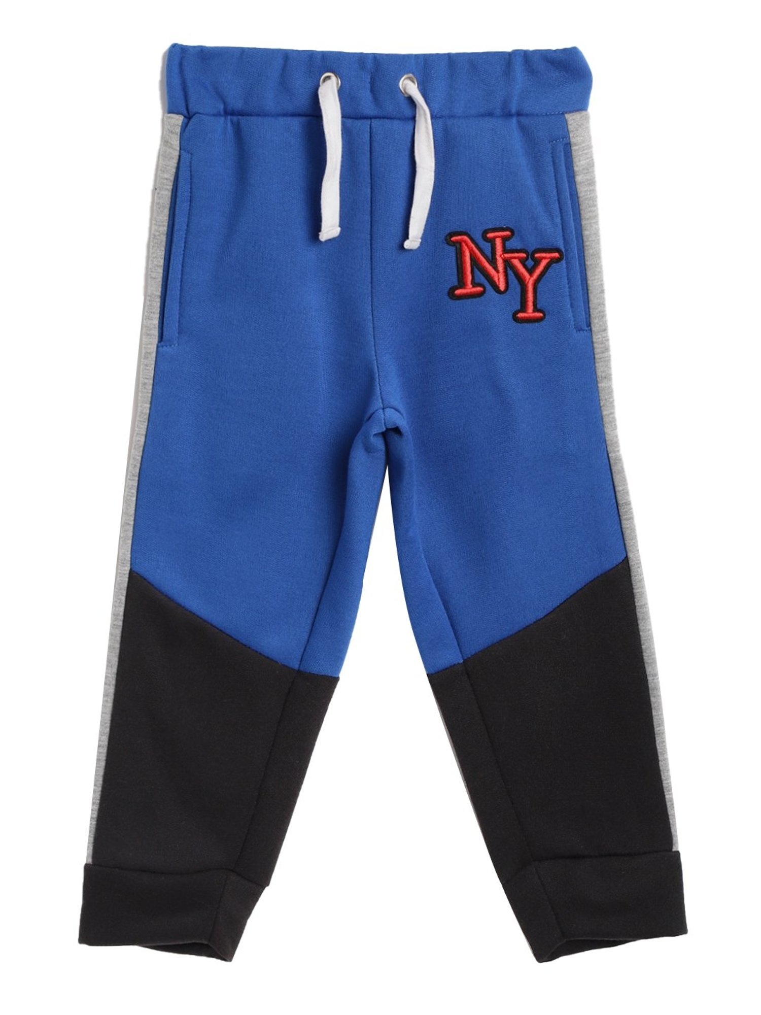 Lazy Shark Boys Blue & Black Color Blocked Joggers