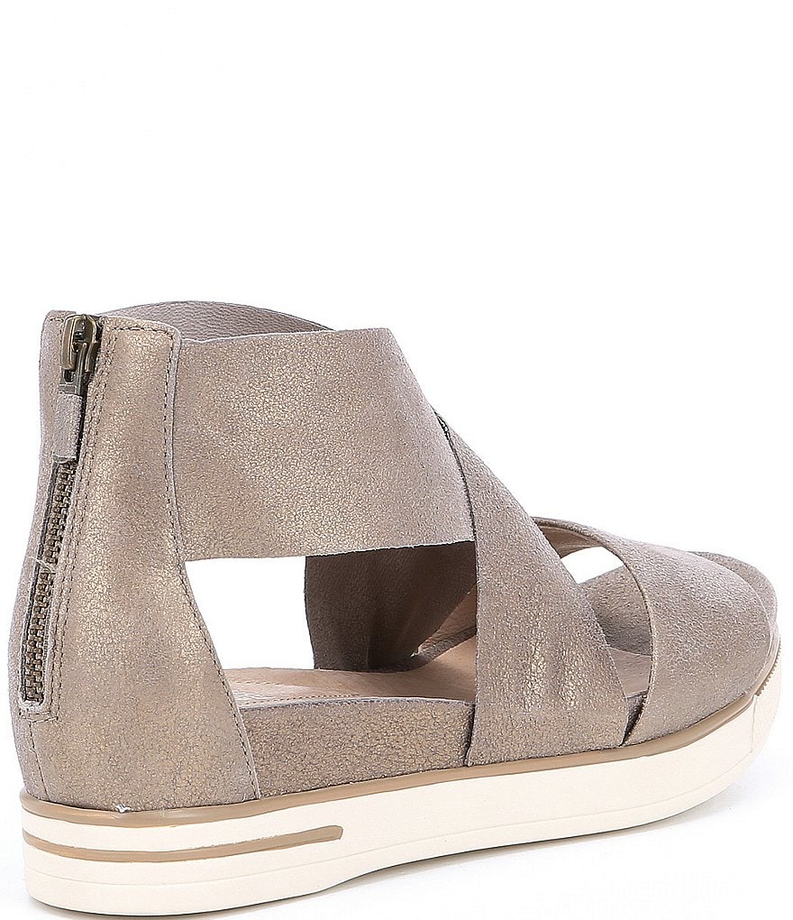 Eileen Fisher Sport Suede Criss Cross Banded Wedge Platform Sandals