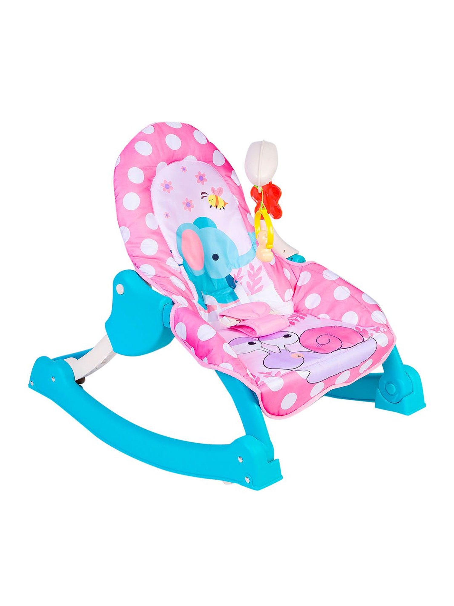 Baby Moo 3 Adjustable Level Backrest Musical Baby Rocking Chair Pink Polka Dot