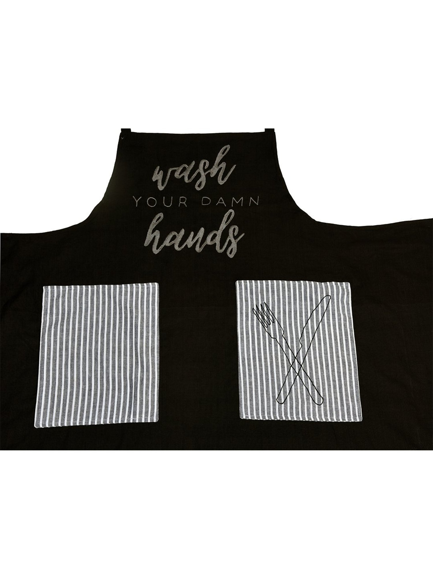 Okhai Zesty Navy Hand Embroidered Pure Cotton Unisex Apron - Set of 1