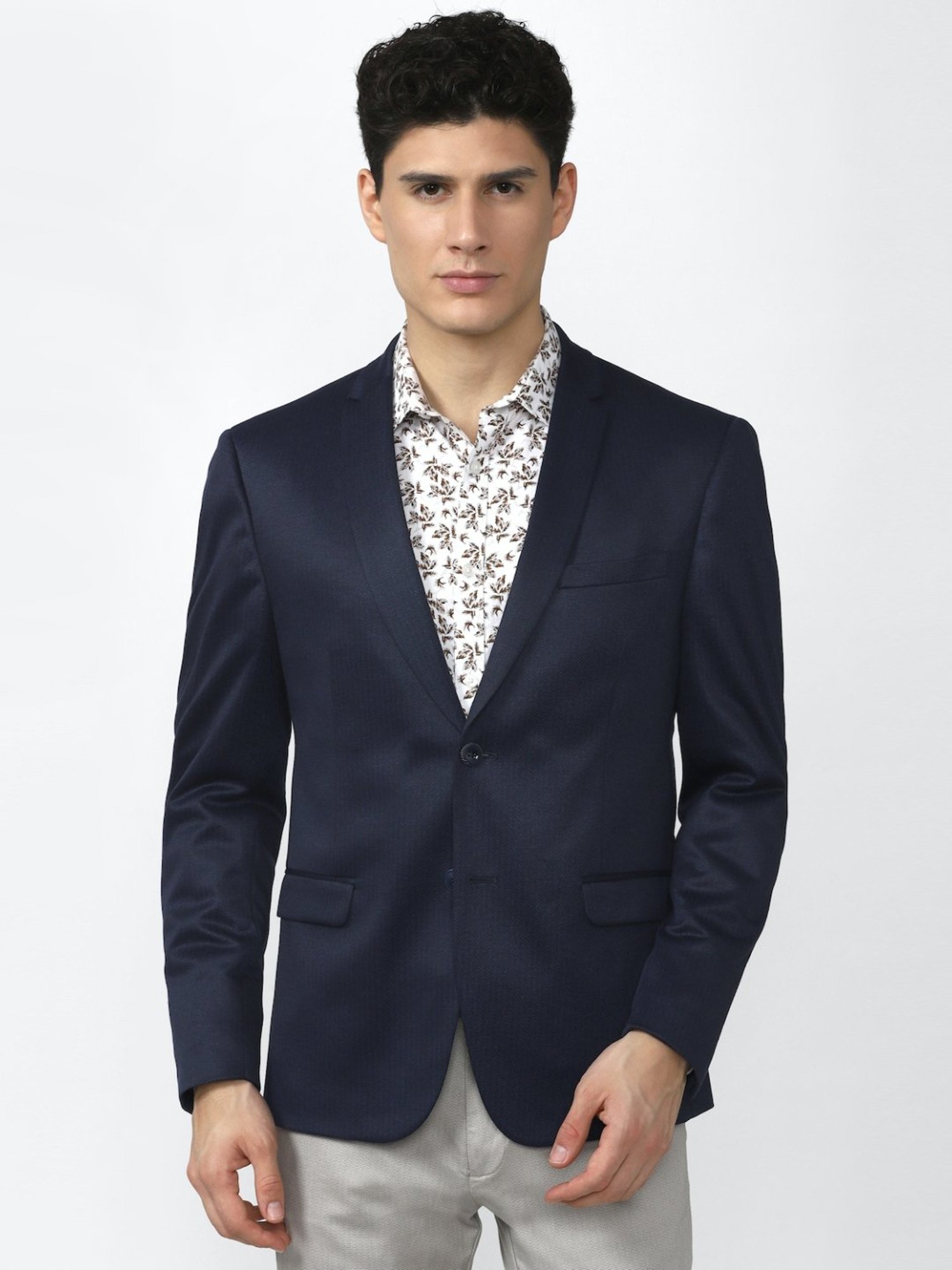V Dot Navy Skinny Fit Blazer