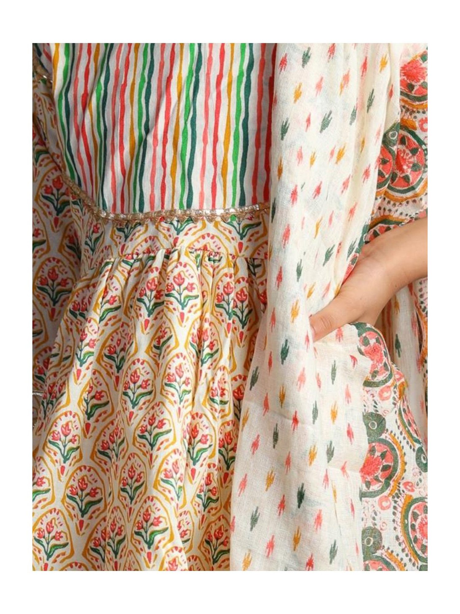 Tippy Top Kids Multicolor Floral Print Kurta, Sharara with Dupatta