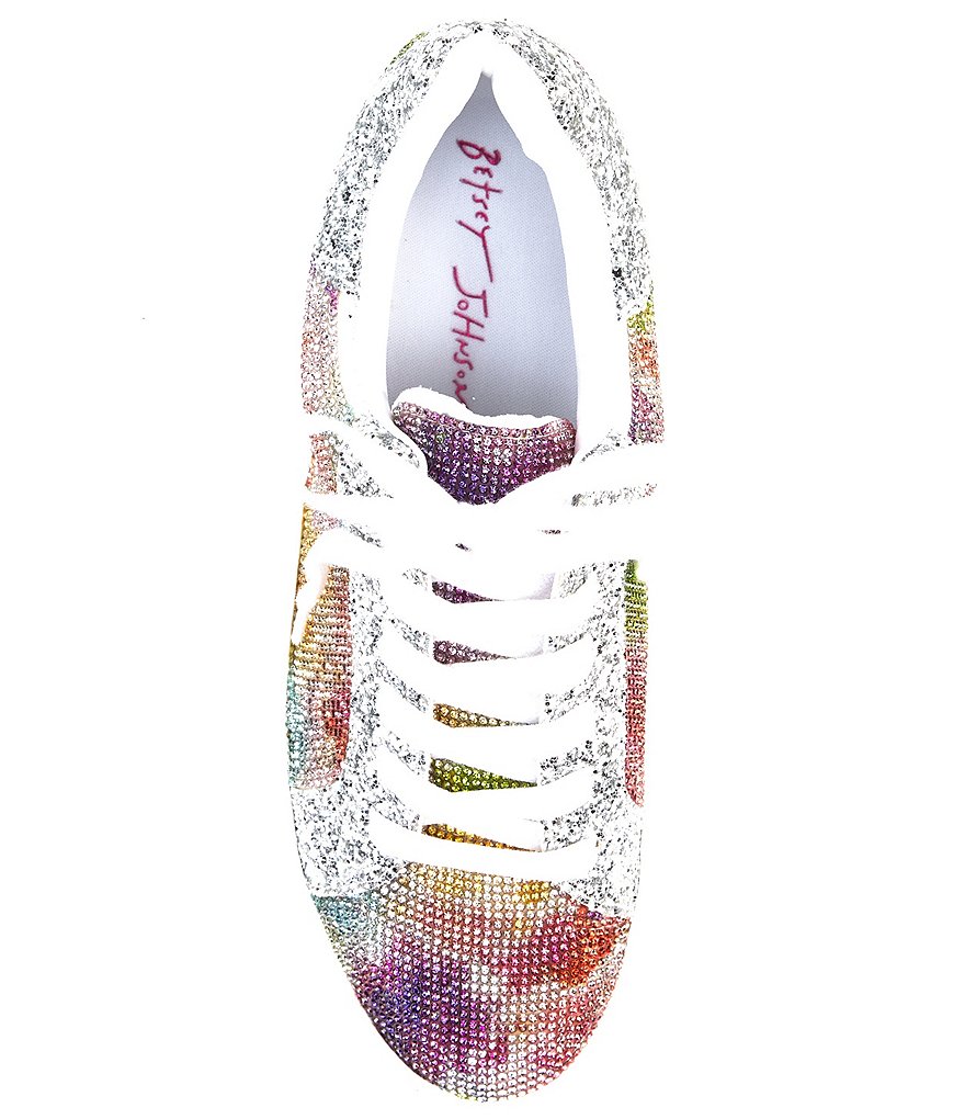 Betsey Johnson Lindsay Glitter Rhinestone Embellished Lace-Up Sneakers