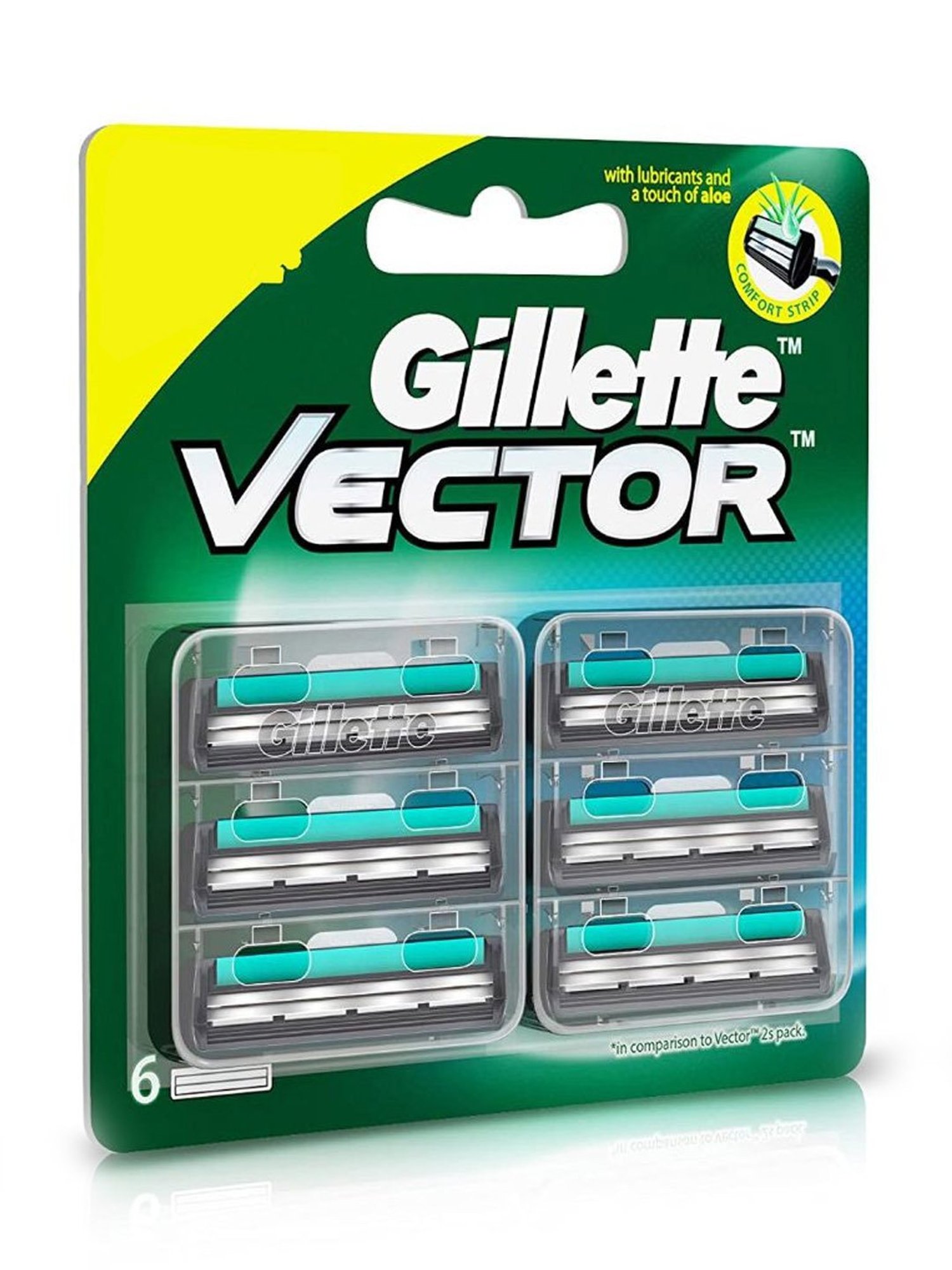 Gillette Vector Plus Manual Shaving Razor Blade Cartridges - Pack of 6
