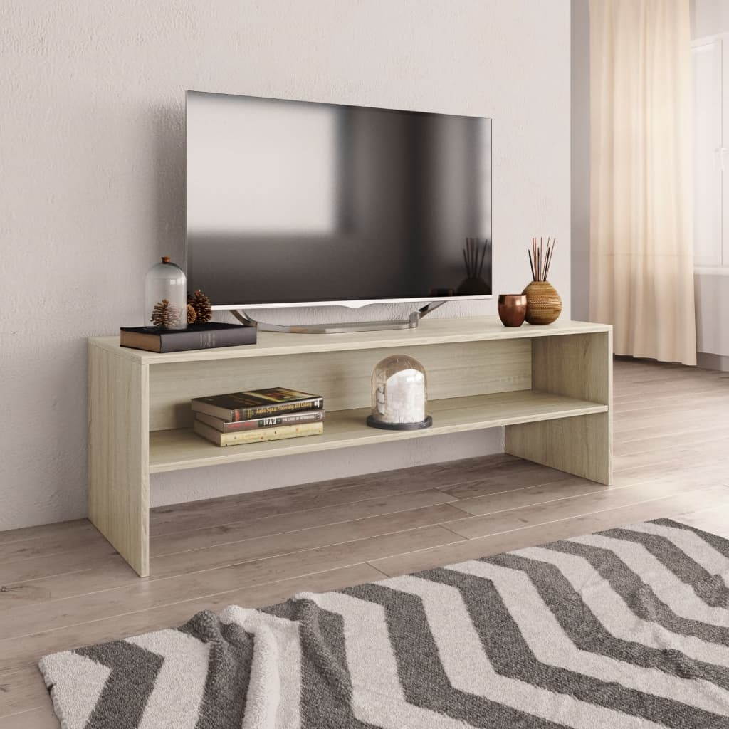 vidaXL TV Cabinet White and Sonoma Oak Chipboard Stand Cabinet Sideboard Unit