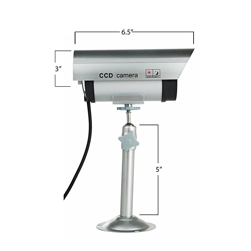 2 Pack) Dummy Security Camera, Fake Bullet CCTV Surveillance System with Realistic Look Recording LEDs + Bonus Warning Sticker - Indoor/Outdoor Use, for Homes & Business- by