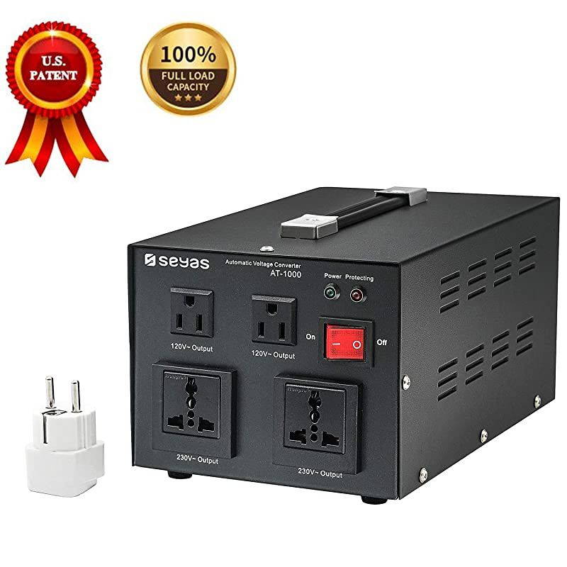 1000W Auto Step Up & Step Down Voltage Transformer Converter, 110-120 to 220-240 Volts, Soft Start & Full Load, 7x24hrs Continous Run, Circuit Breaker Protection, U.S. Patent No. US9225259 B2
