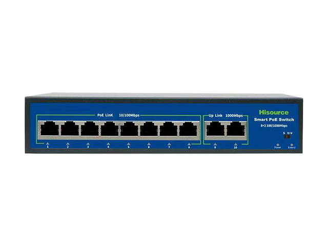 8 Port Fast Ethernet PoE Switch | 8 PoE Ports @120W, with 2 Uplink Ports | Plug & Play | Extend Mode | Priority Mode (Hi-F0820FBL-A)