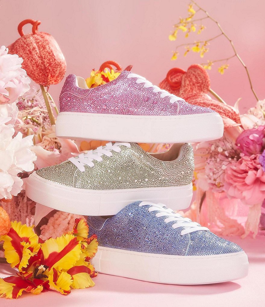 Blue by Betsey Johnson Sidny Rhinestone Embellished Platform Lace-Up Sneakers