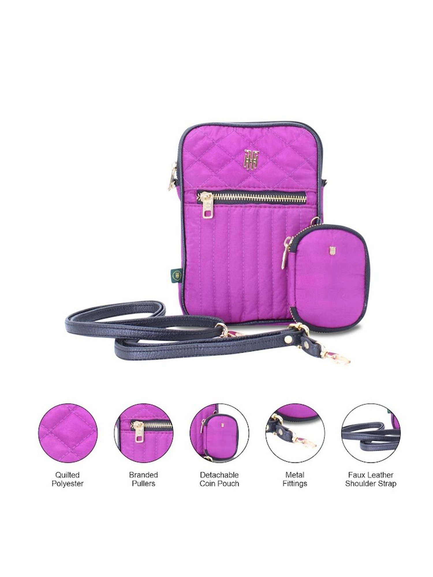 THE HOLISTIK Victory Purple Quilted Medium Cross Body Bag