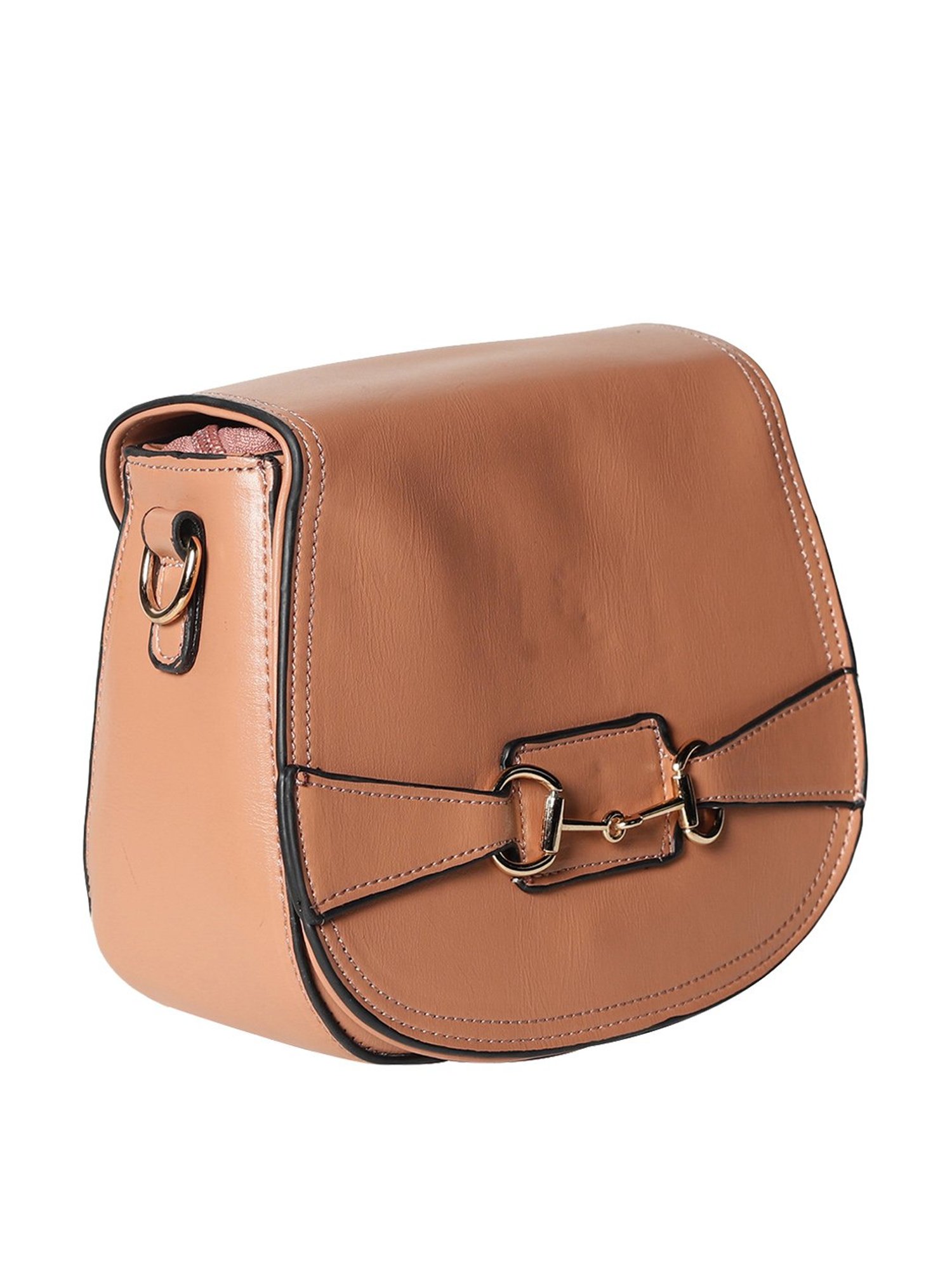 Crusset Peach Solid Small Sling Handbag