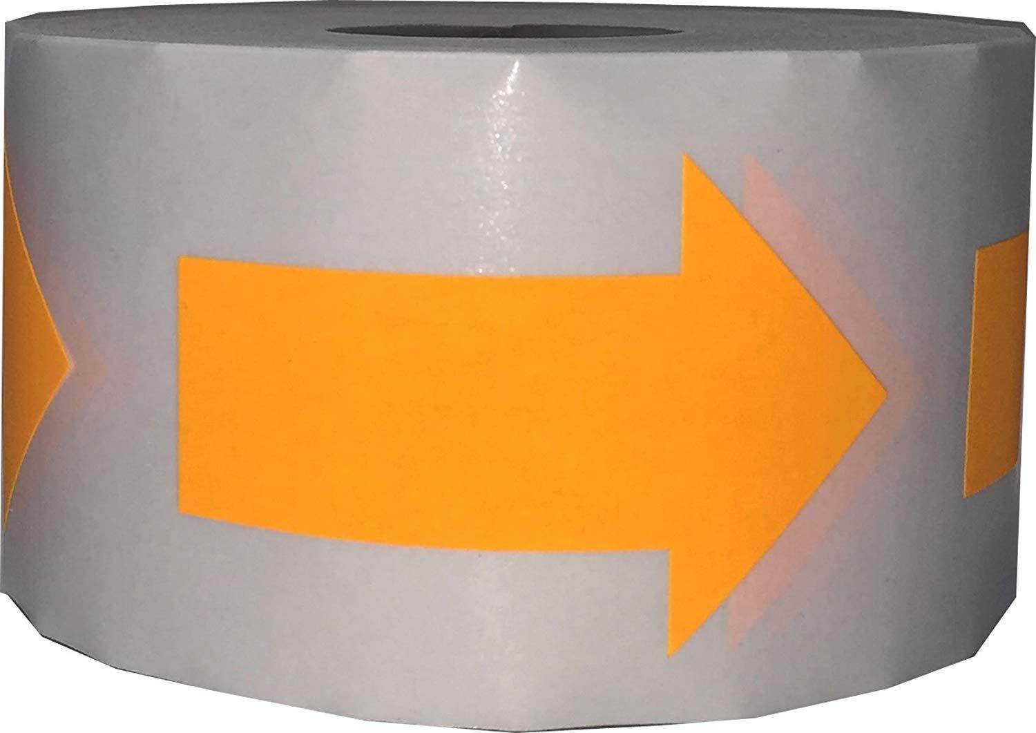 Fluorescent Orange Arrow Stickers, 2 x 1 Inches in Size, 500 Labels on a Roll