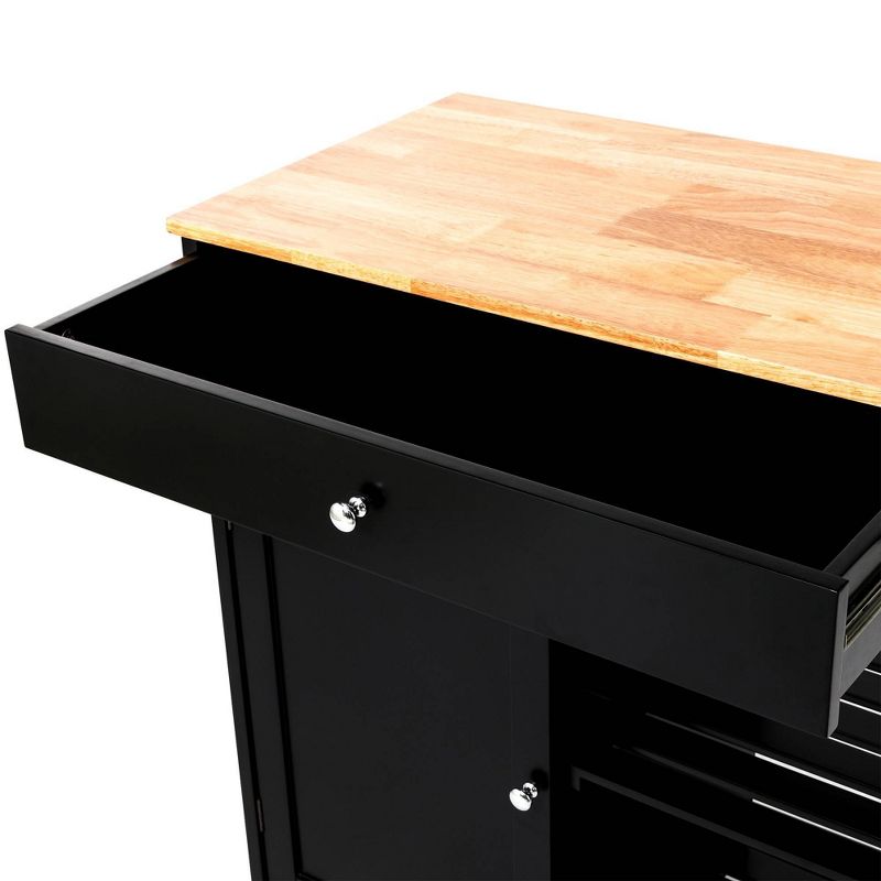 Wooden Basic Kitchen Island with 1 Drawer, 1 Door and 2-Tiers Black - Glitzhome