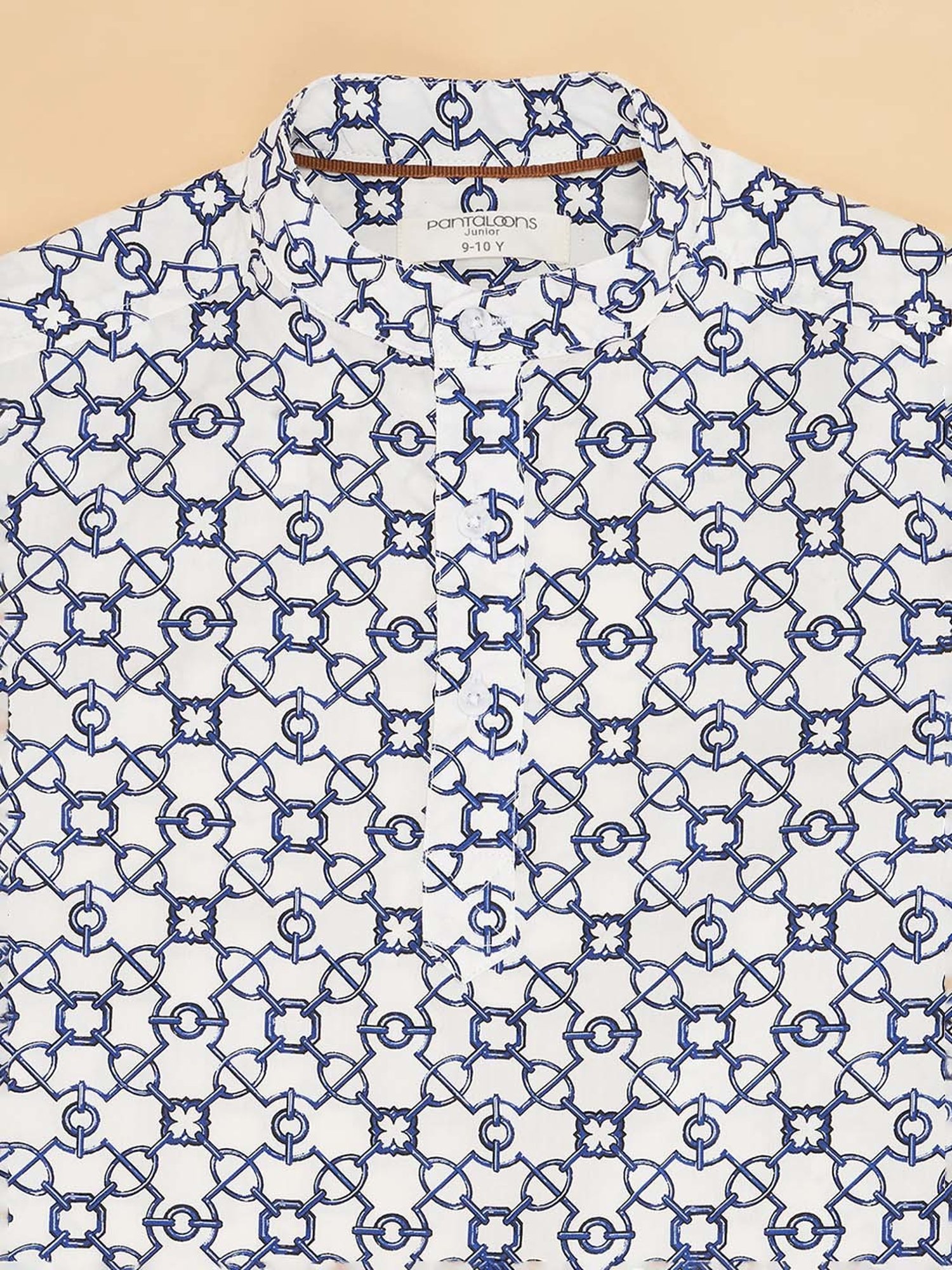 Pantaloons Junior White Cotton Printed Full Sleeves Shirt