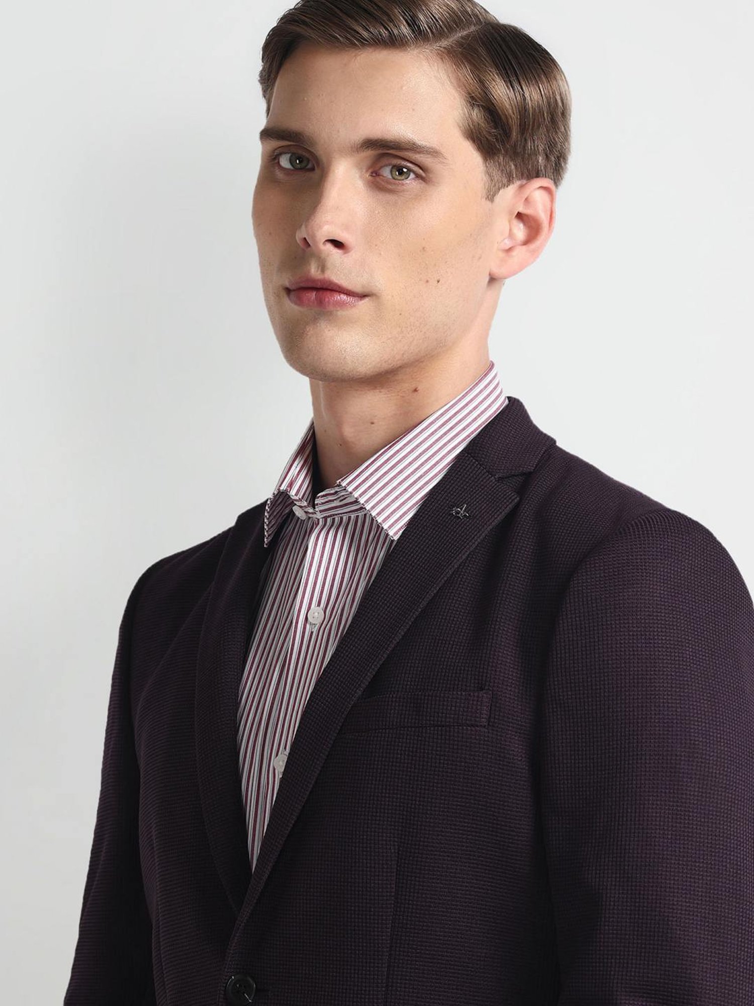 Arrow Red Slim Fit Texture Blazer