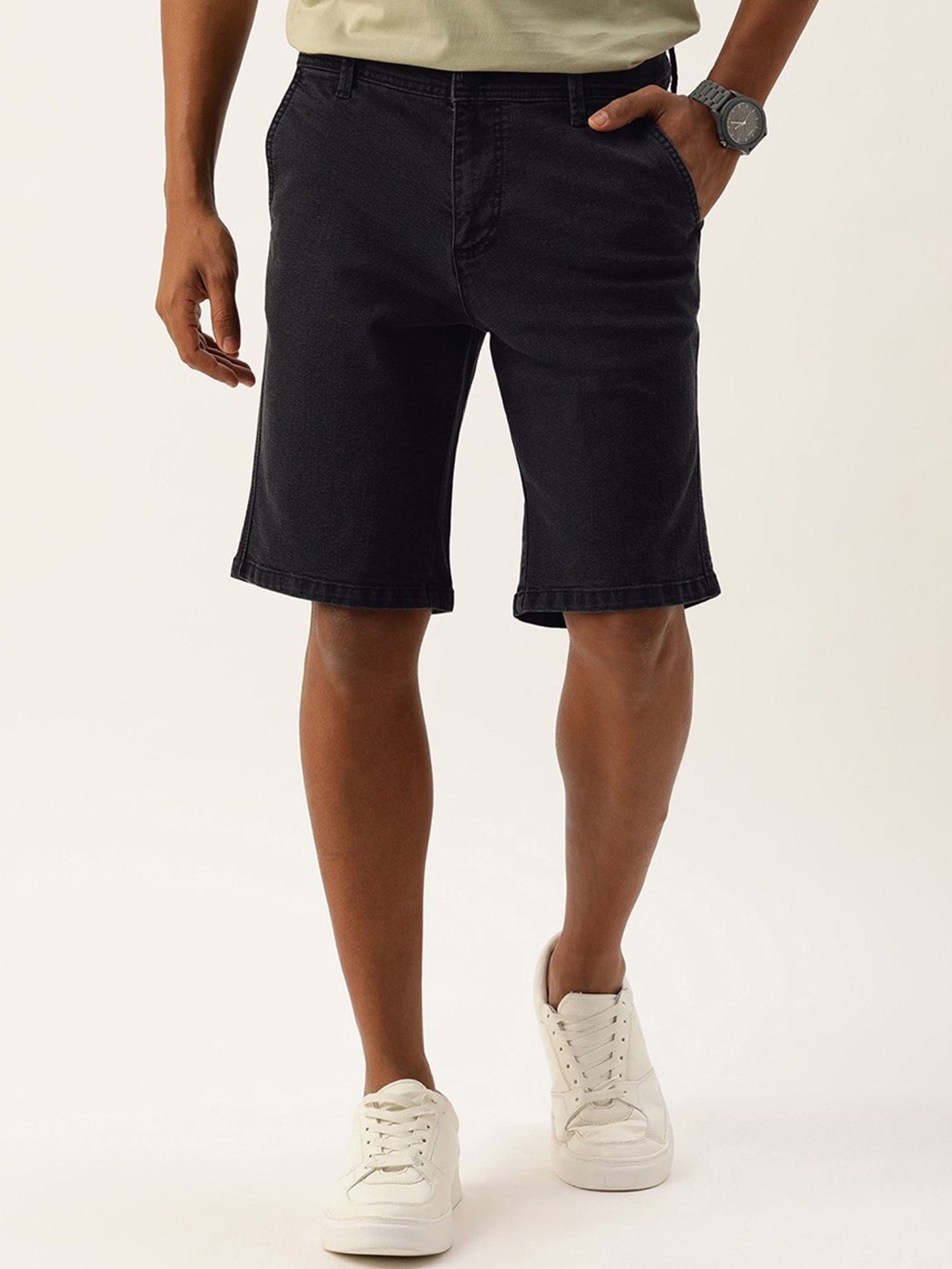 IVOC Dark Grey Regular Fit Denim Shorts