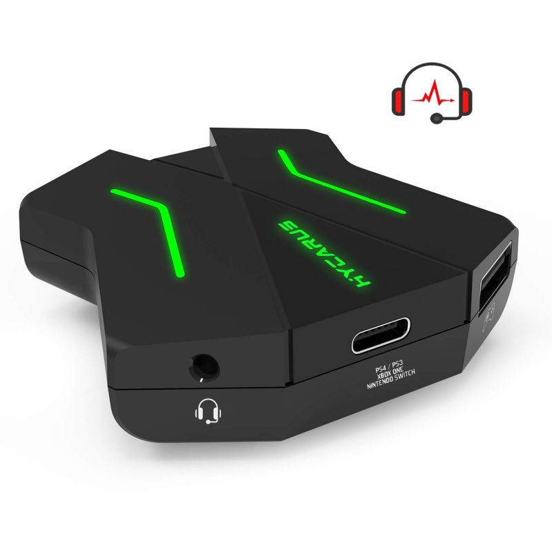 [Support 3.5mm Headset] HYCARUS Keyboard and Mouse Adapter for Nintendo Switch/Xbox One/ PS4/ PS3, PS4 Keyboard Adapter & Xbox Keyboard Adapter. Perfect for Games Like FPS, TPS, RPG and RTS, etc.