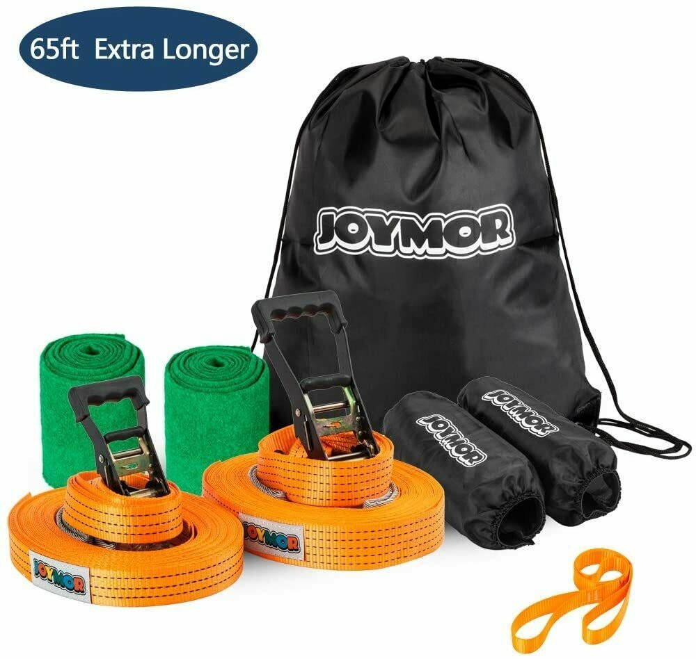 JOYMOR Slackline Kit Extra Longer 65 Feet Upgraded Slackline with Training Line