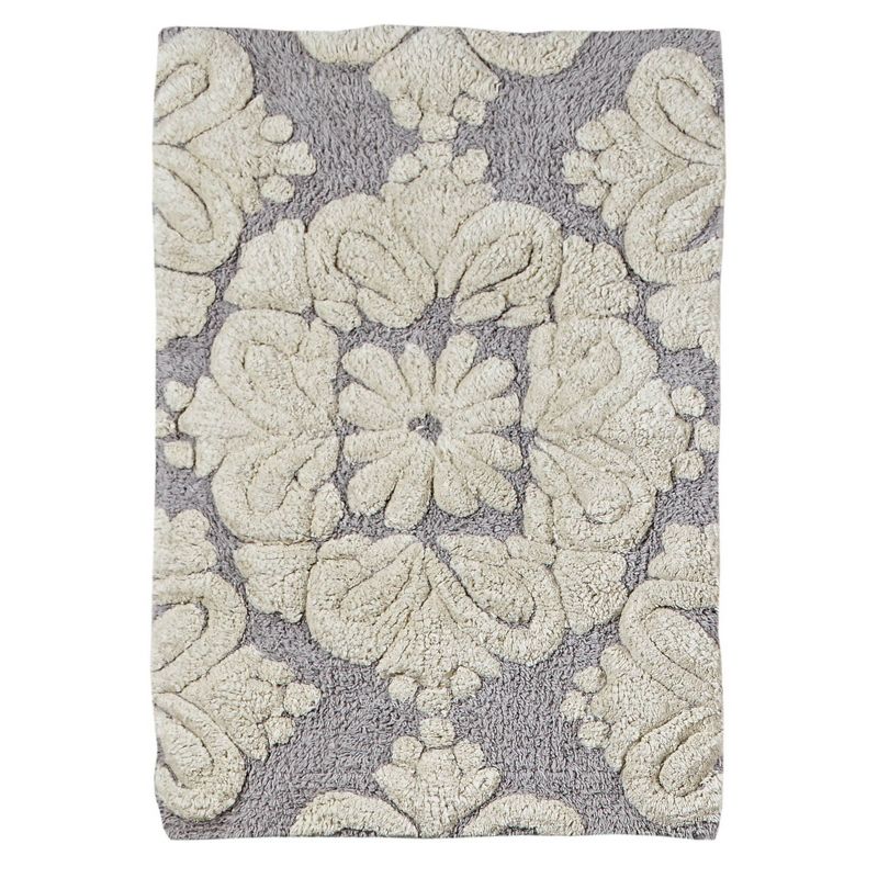 2pc Medallion Collection 100% Cotton Bath Rug Set Gray/Natural - Better Trends