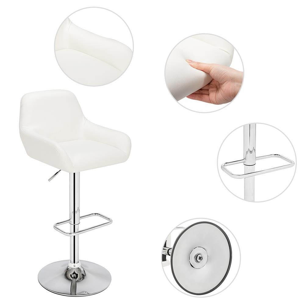 New 3 Colors Set of 2 Square Foot 360 Swivel Bar Stool PU Fabric Dining Chairs