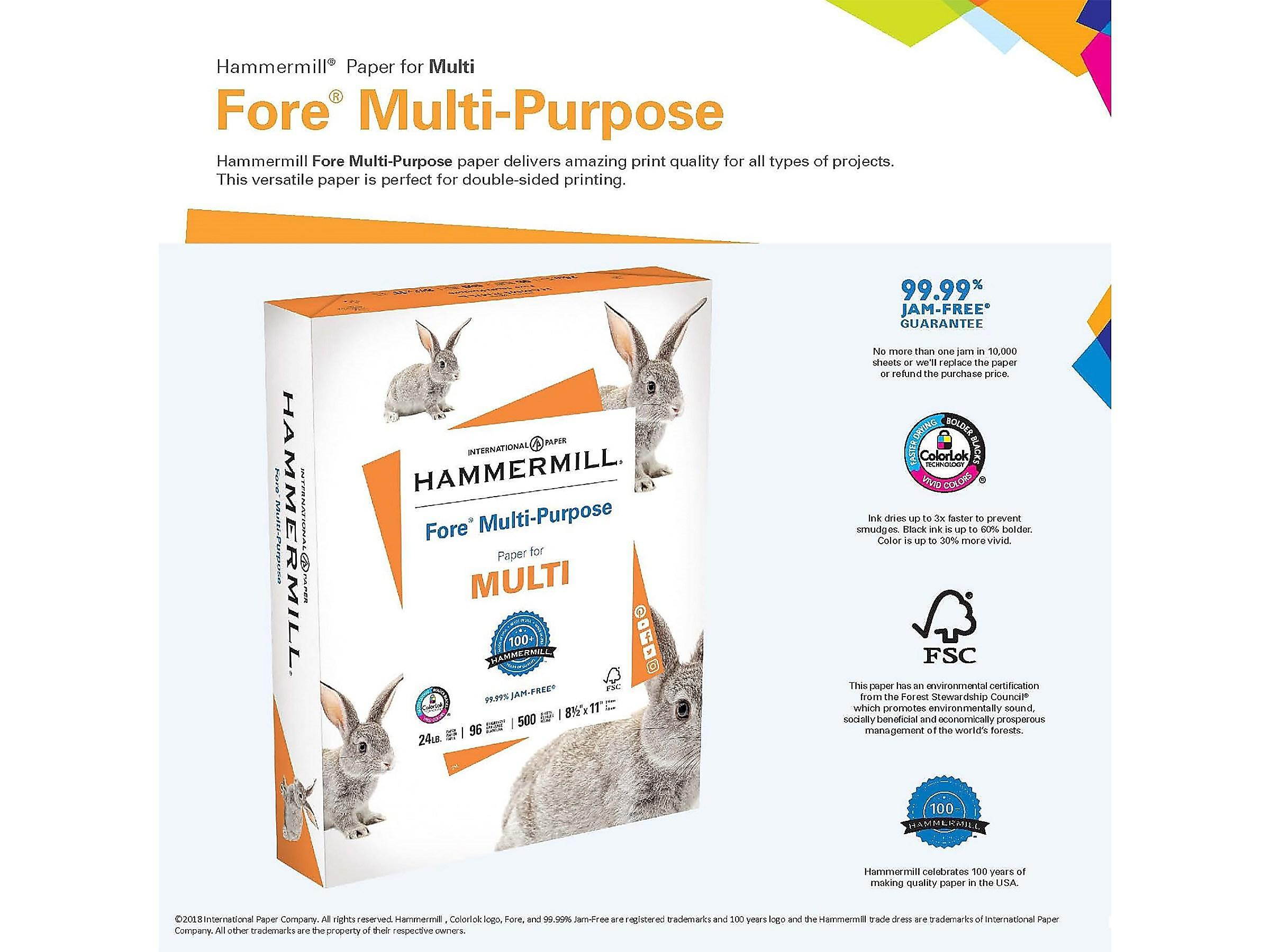 Hammermill Fore 11" x 17" Multipurpose Paper 24 lbs 96 Brightness 2638665