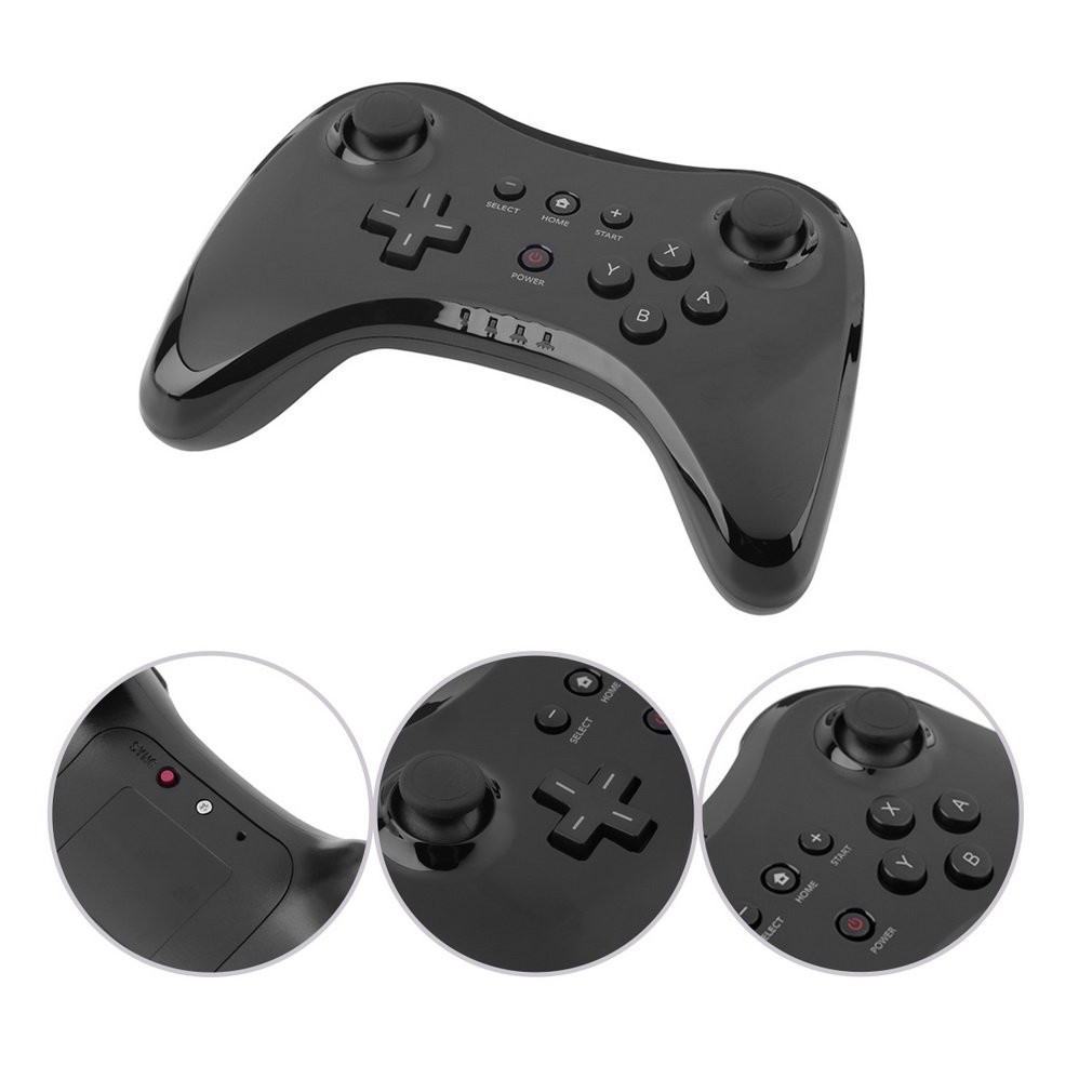 Wireless Controller Gamepad Joypad Joystick Remote Black Wireless Controller for Nintendo Wii U Pro