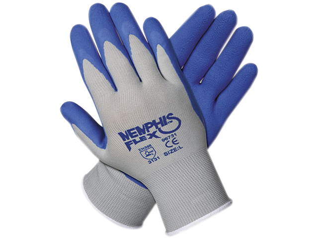 Memphis 96731L Memphis Flex Seamless Nylon Knit Gloves, Large, Blue/Gray, 1 Pair