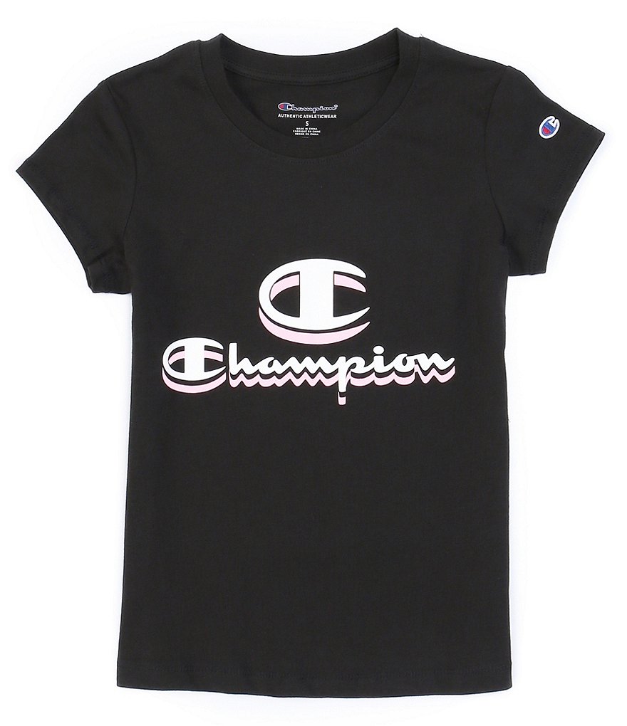 Champion Big Girls 7-16 Short-Sleeve Shadow Script Logo Tee