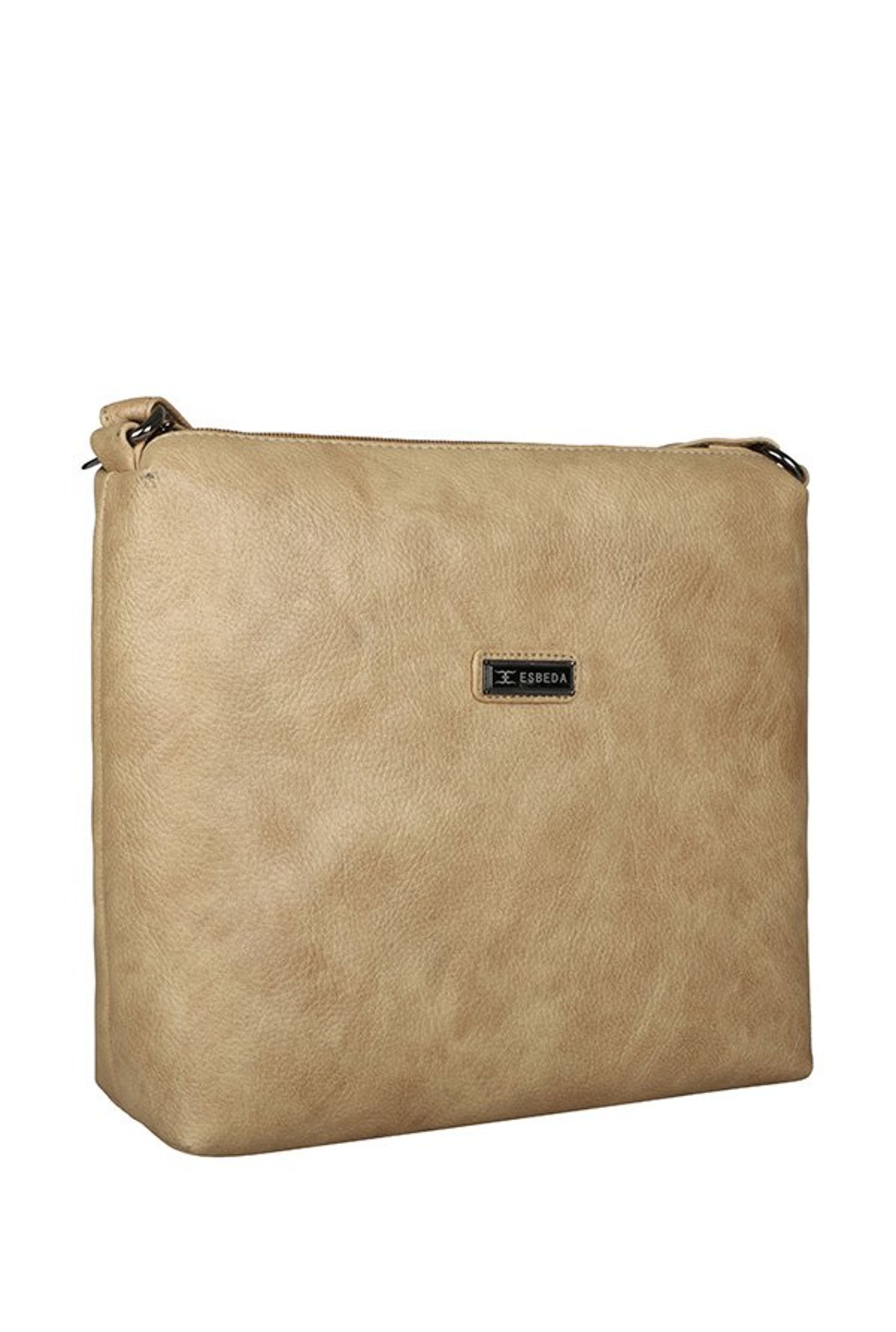 Esbeda Beige Solid Polyester Sling Bag