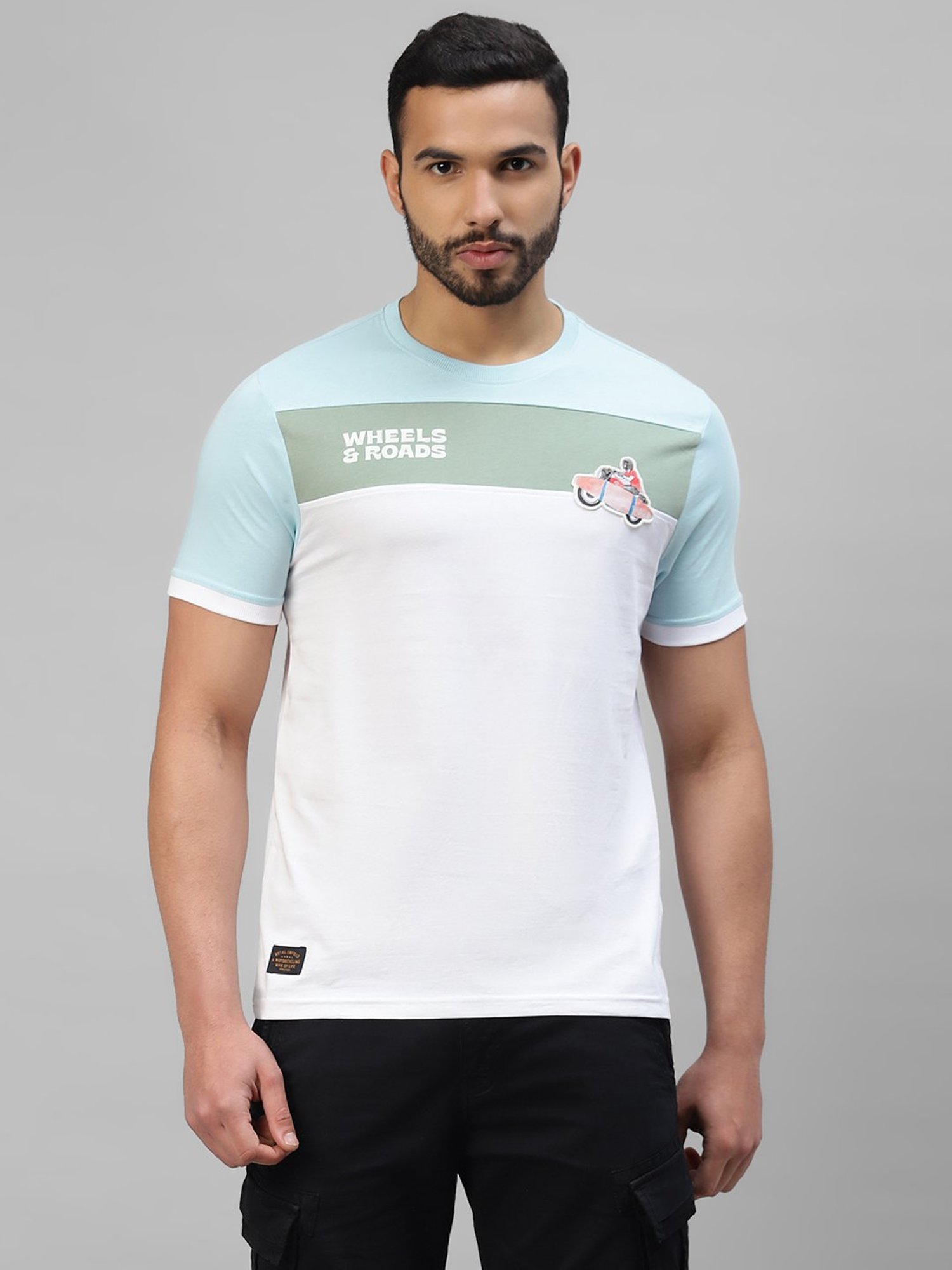 Royal Enfield White Regular Fit Surfer Cut & Sew T-Shirt