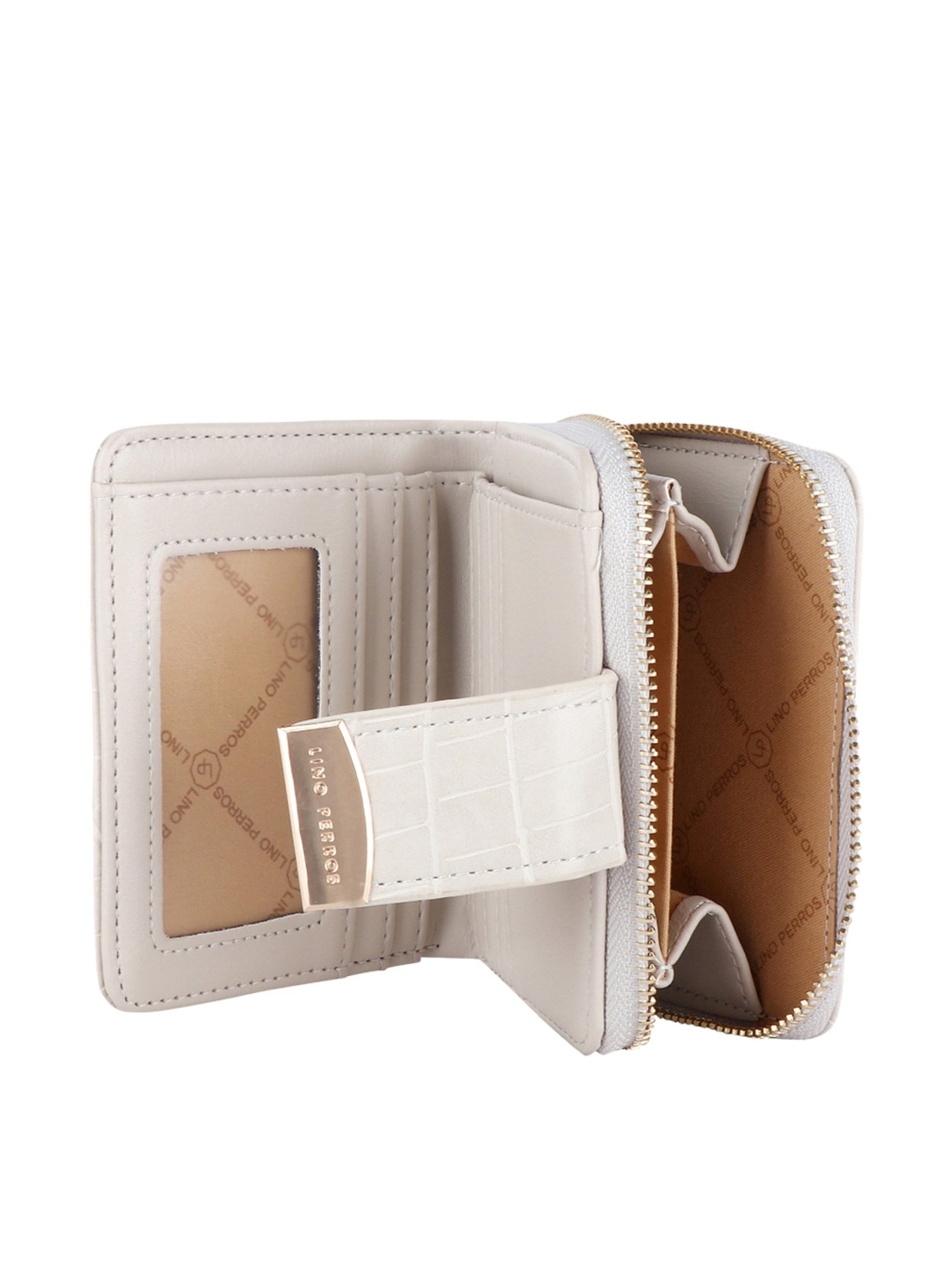 Lino Perros White Solid Zip Around Wallet for Women