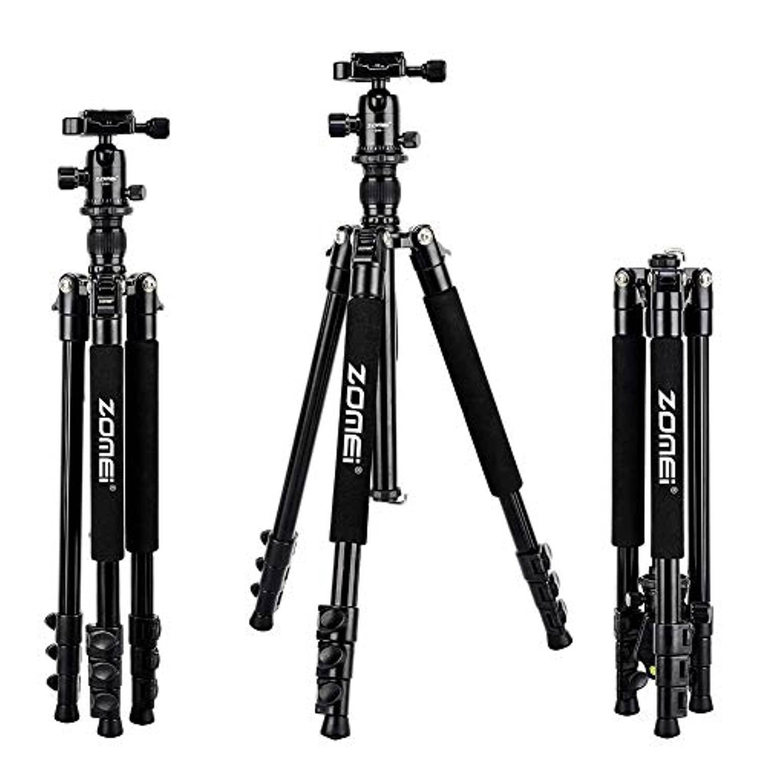 zomei q555 62.5'' camera tripod,lightweight and compact aluminum portable travel tripod with 360 degree ball head for vlog niko