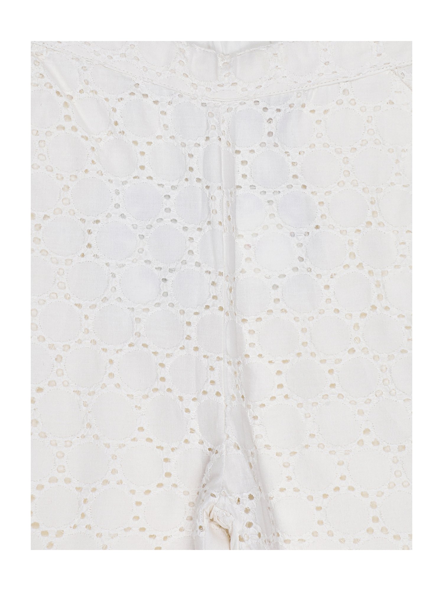 Elle Girls Off White Cotton Textured Trousers