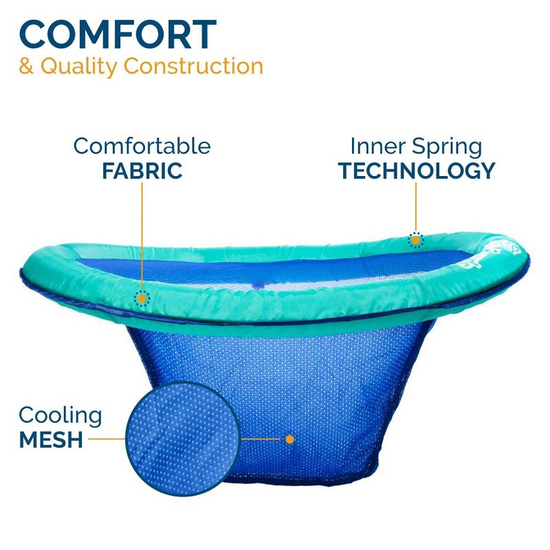SwimWays Spring Float Papasan Inflatable Pool Lounger with Hyper-Flate Valve - Aqua