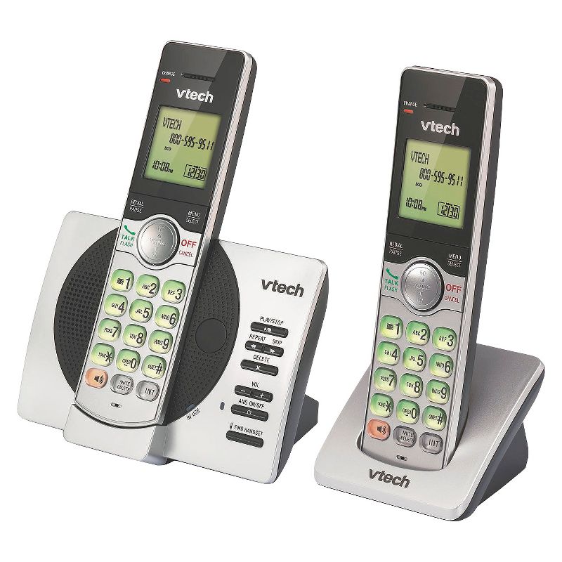 VTech CS6929-2 DECT 6.0 Expandable Cordless Phone System with Answering Machine, 2 Handsets - Silver