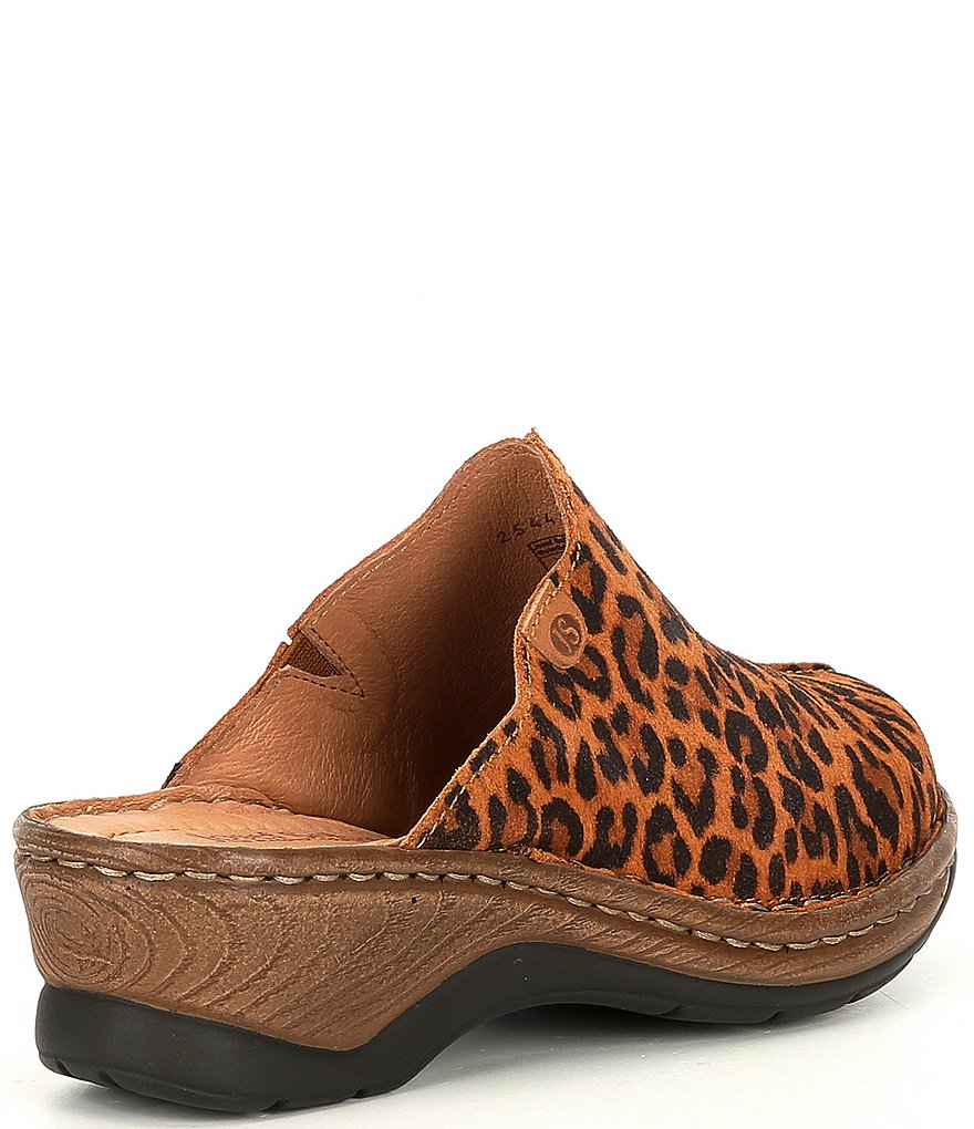 Josef Seibel Cat 51 Leopard Leather Clogs