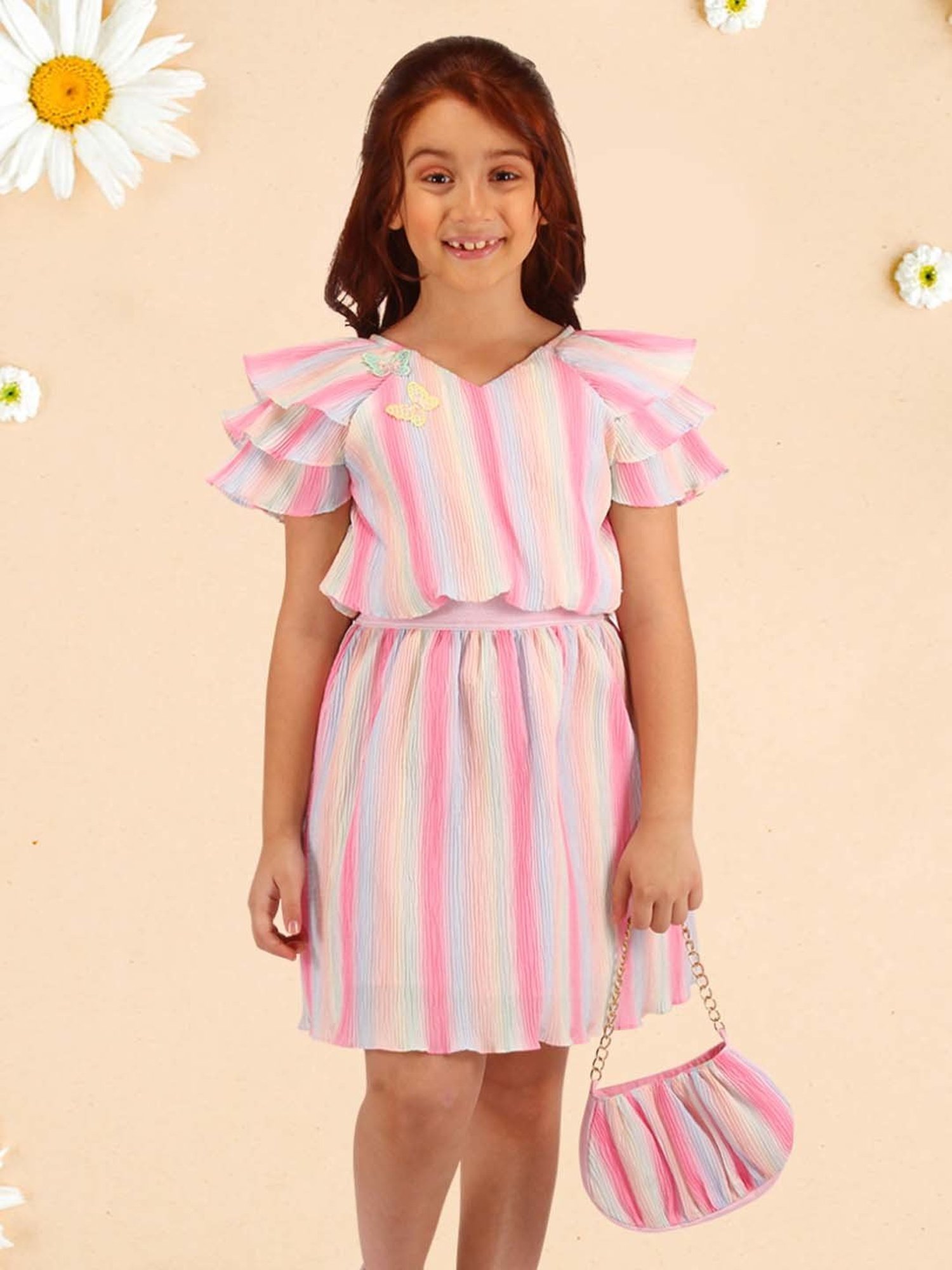 Cutecumber Kids Multicolor Cotton Striped Dress
