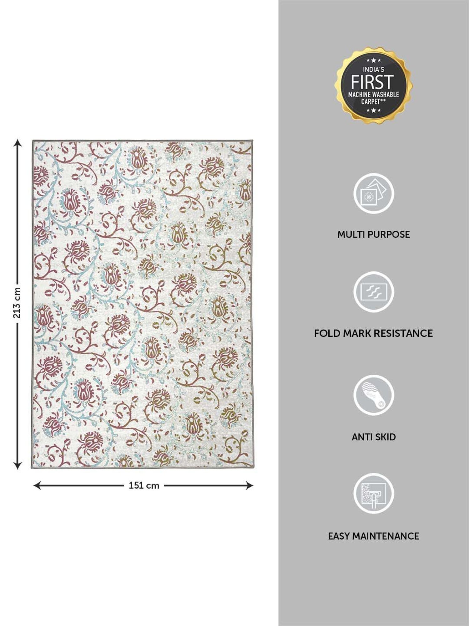 Welspun Blissful Beige Polyester 400 GSM Anti Skid Carpet