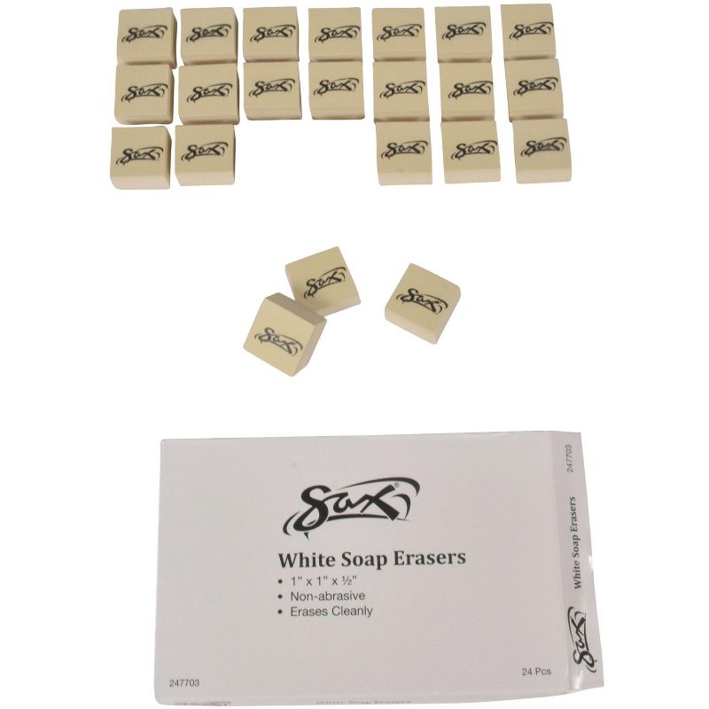 Sax Non-Abrasive Soap Erasers, 1 x 1 x 1/2 Inches, White, pk of 24