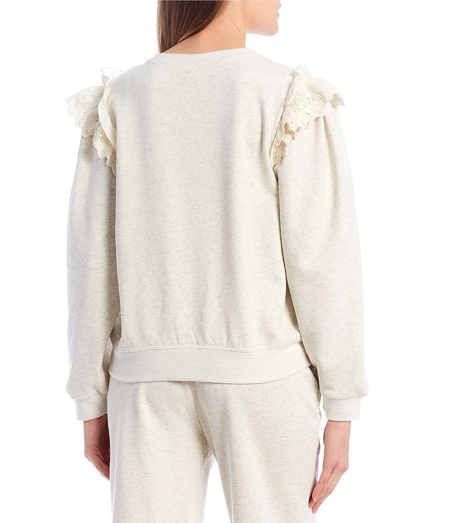 Blu Pepper Coordinating Ruffle Shoulder Long Sleeve Sweatshirt