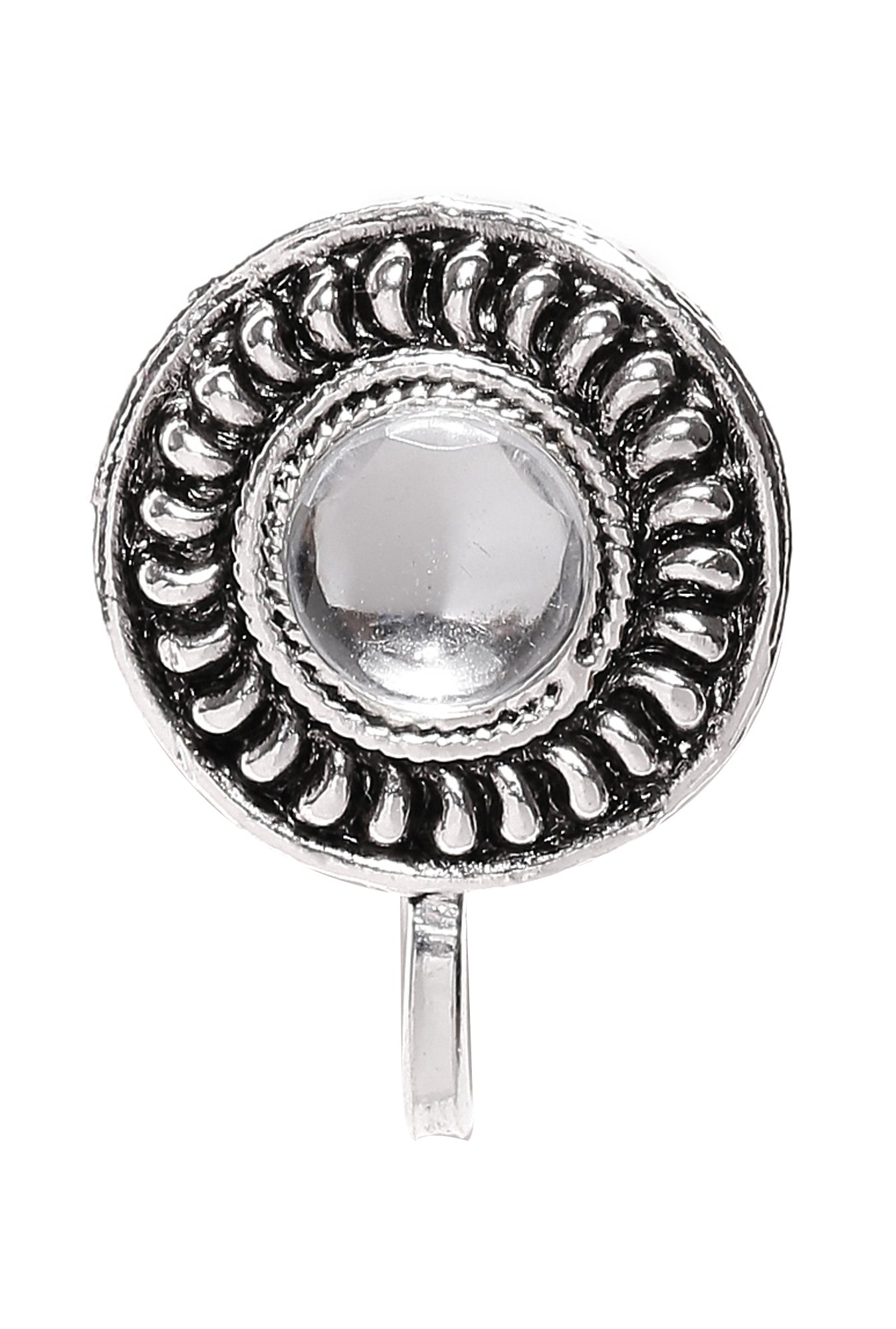 Zaveri Pearls Silver Alloy Nosering for Women