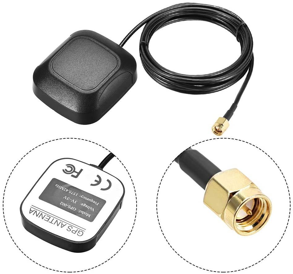 uxcell GPS Active Antenna SMA Male Plug 28dB Aerial Connector Cable Magnetic Mount 5 Meters