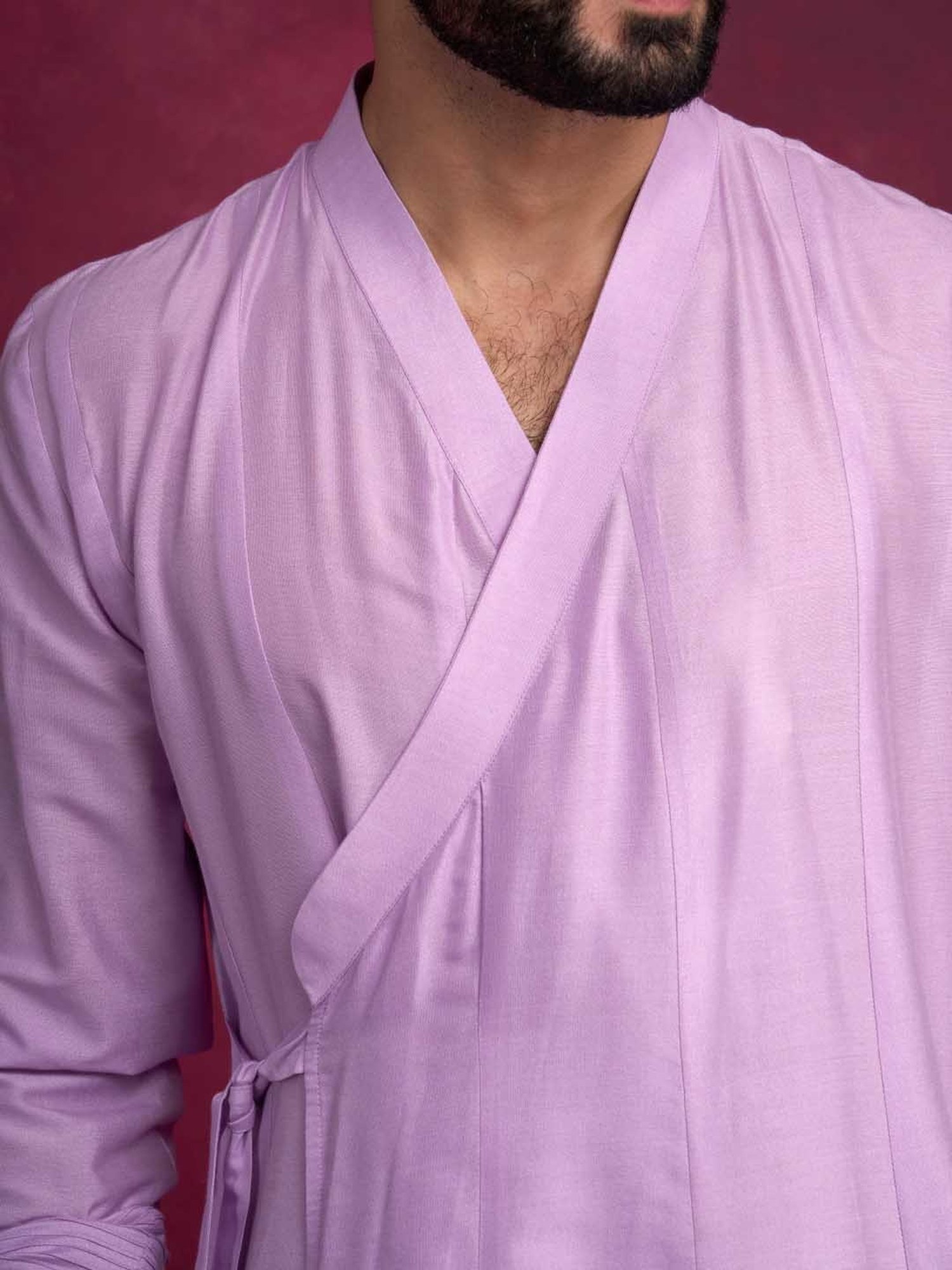 Abhishti Lavender Comfort Fit Paneled Angrakha Kurta & Straight Pants Set