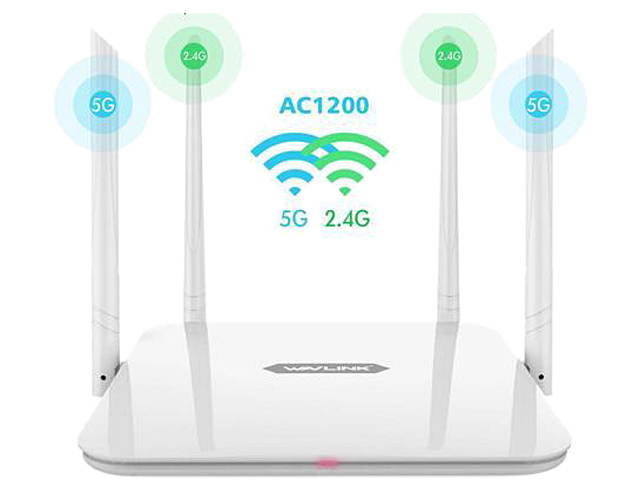 Wavlink AC1200 High Power Dual Band 2.4G/5GHz Wireless Router, Gigabit Ethernet Wi-Fi Router, IEEE 802.11ac/a/b/g/n, 4 x 5Dbi High Gain External Antennas, Smart LED Indicator, Support WPS, WPA/WPA2