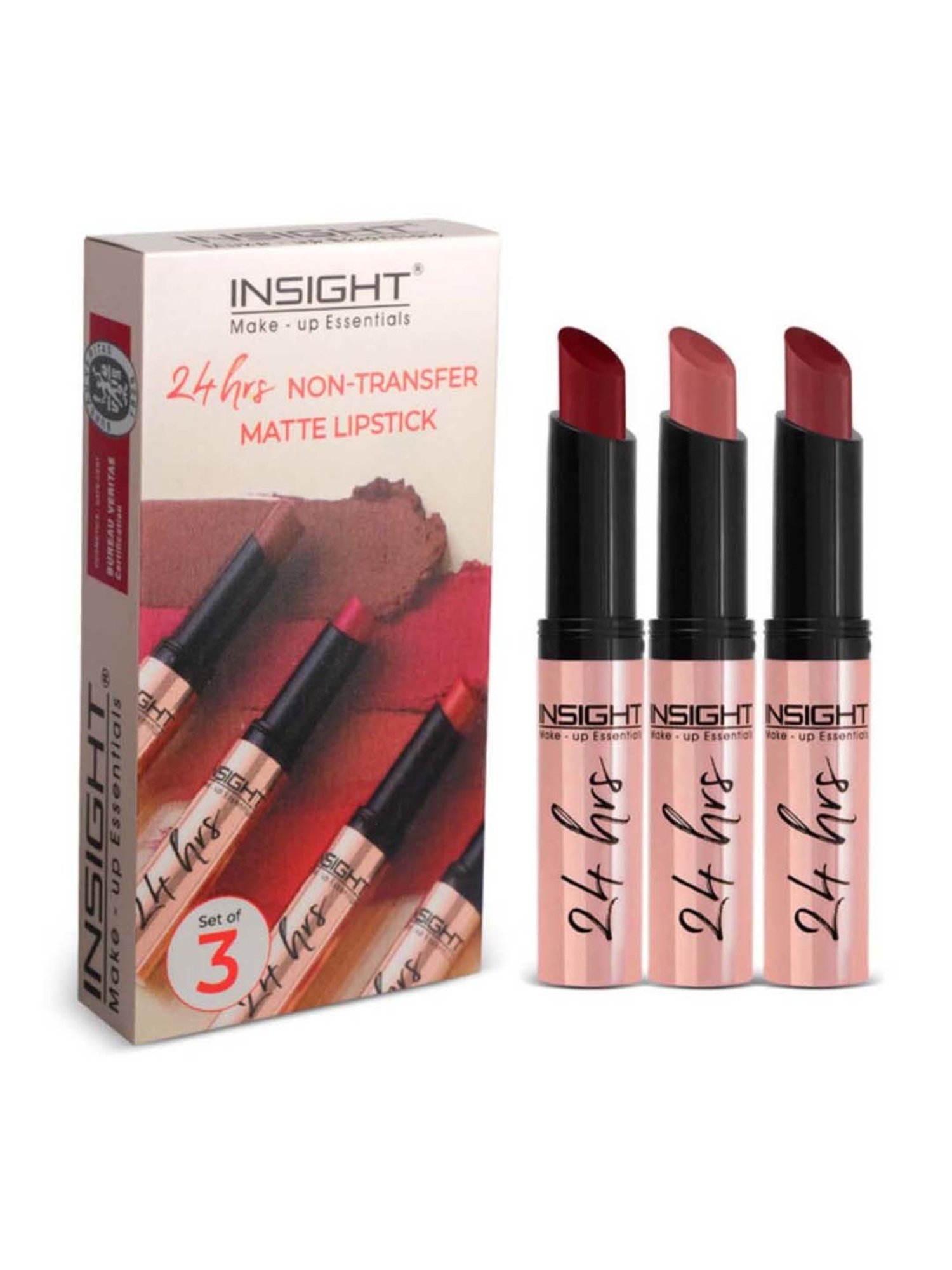 Insight Cosmetics 24 Hrs Non Transfer Matte Lipstick - Set of 3