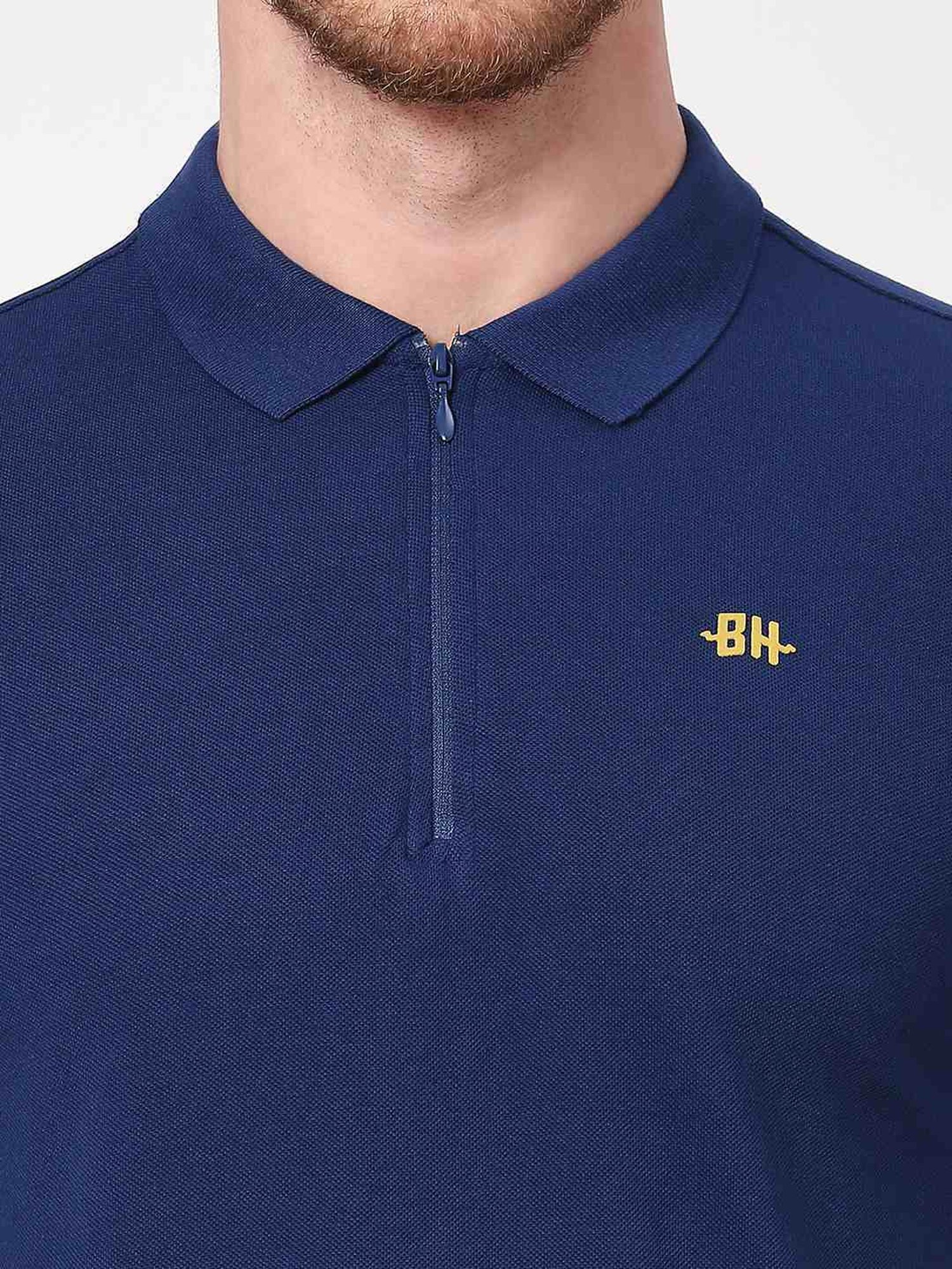 Being Human Dark Blue Regular Fit Polo T-Shirt