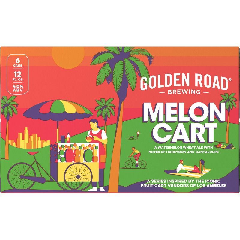 Golden Road Melon Cart Watermelon Wheat Ale Beer - 6pk/12 fl oz Cans