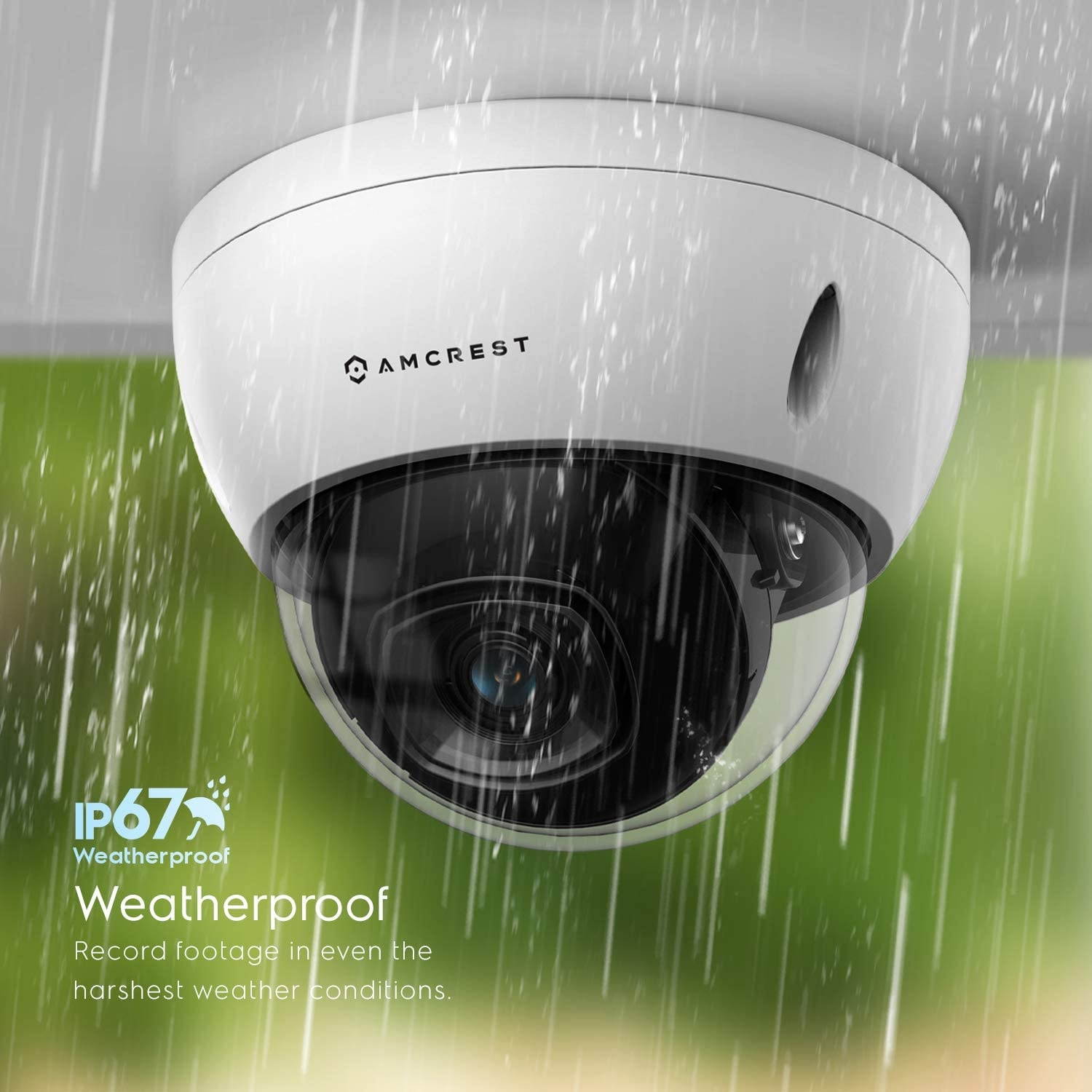 Amcrest 5MP POE Camera, Outdoor Vandal Dome Security POE IP Camera, 5-Megapixel, 98ft NightVision, 2.8mm Lens, IP67, IK10 Resistance, MicroSD 256GB (Sold Separately), Cloud, NVR (IP5M-D1188EW-28MM)