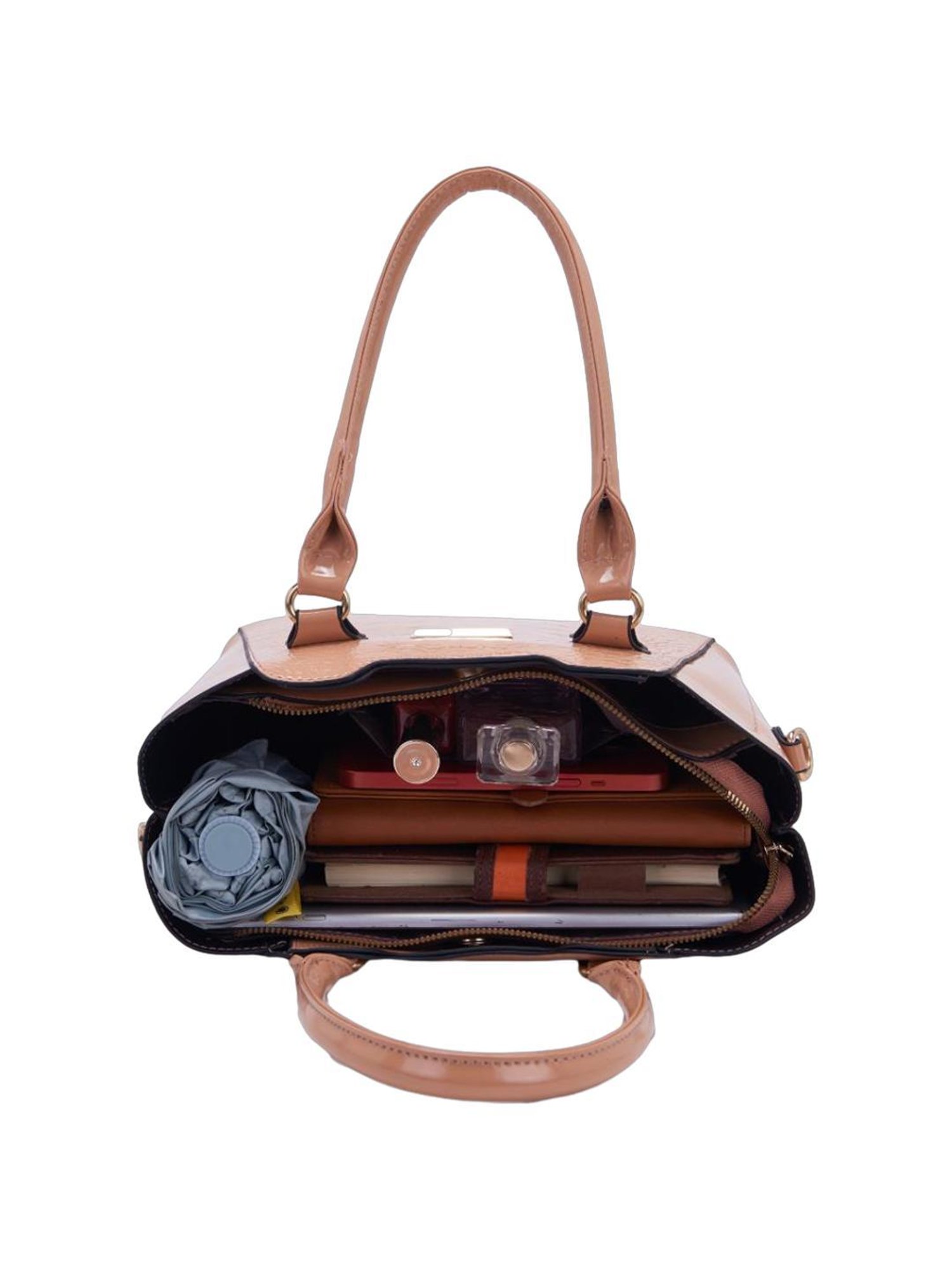 Pierre Cardin Brown Textured Satchel Handbag