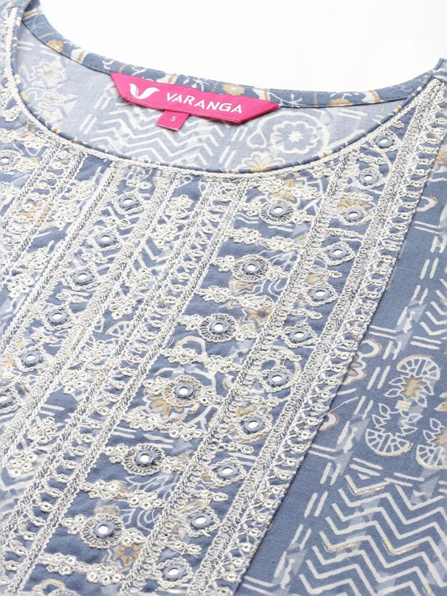 Varanga Blue Printed Kurta Pant Set With Dupatta